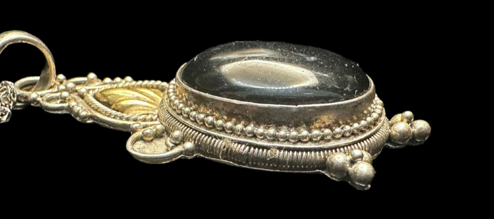 Ornate Sterling Silver & Onyx Pendant Necklace (1 of 10)