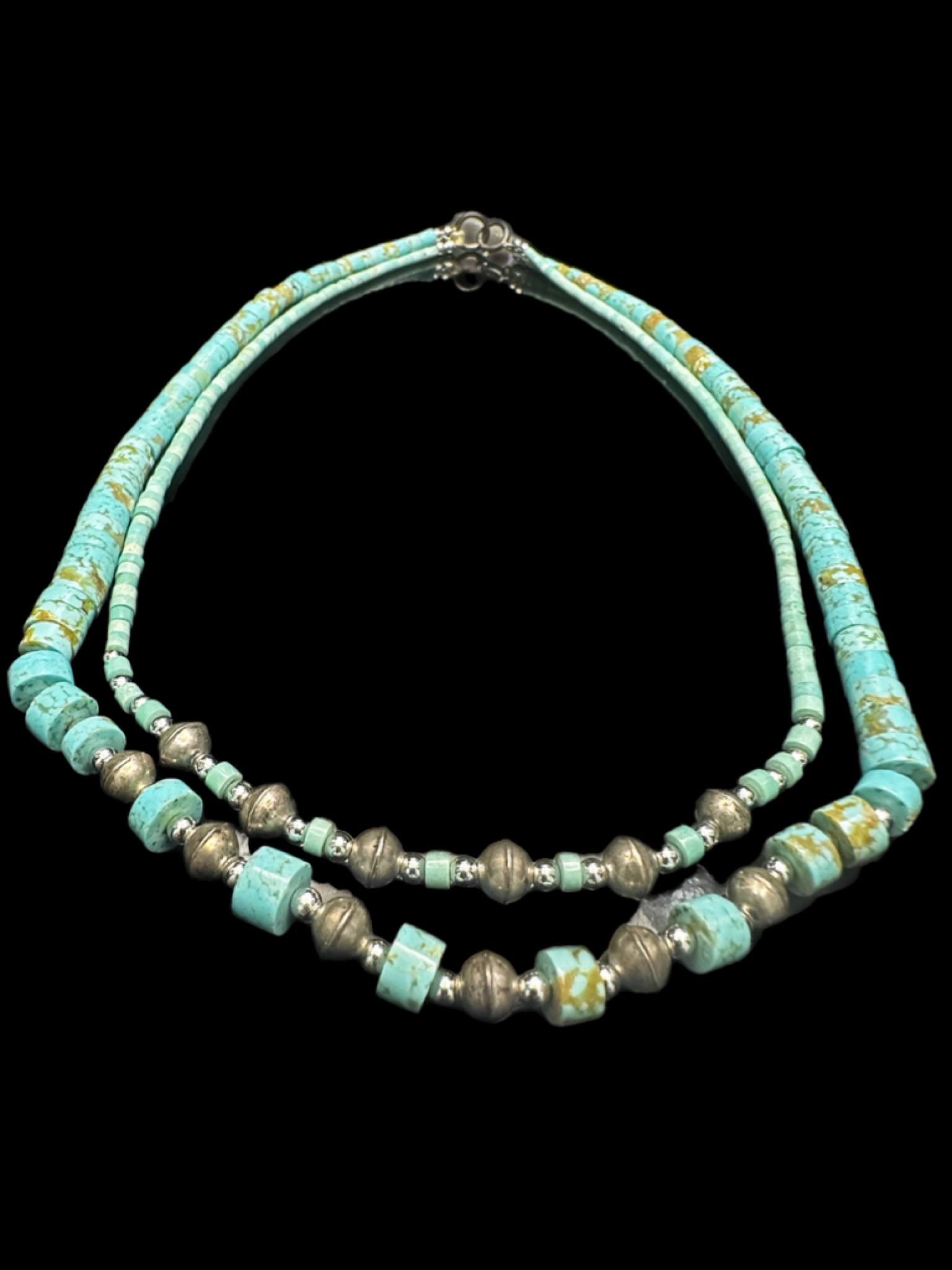 Vintage Navajo Turquoise & Sterling Silver Bead Necklace (1 of 10)