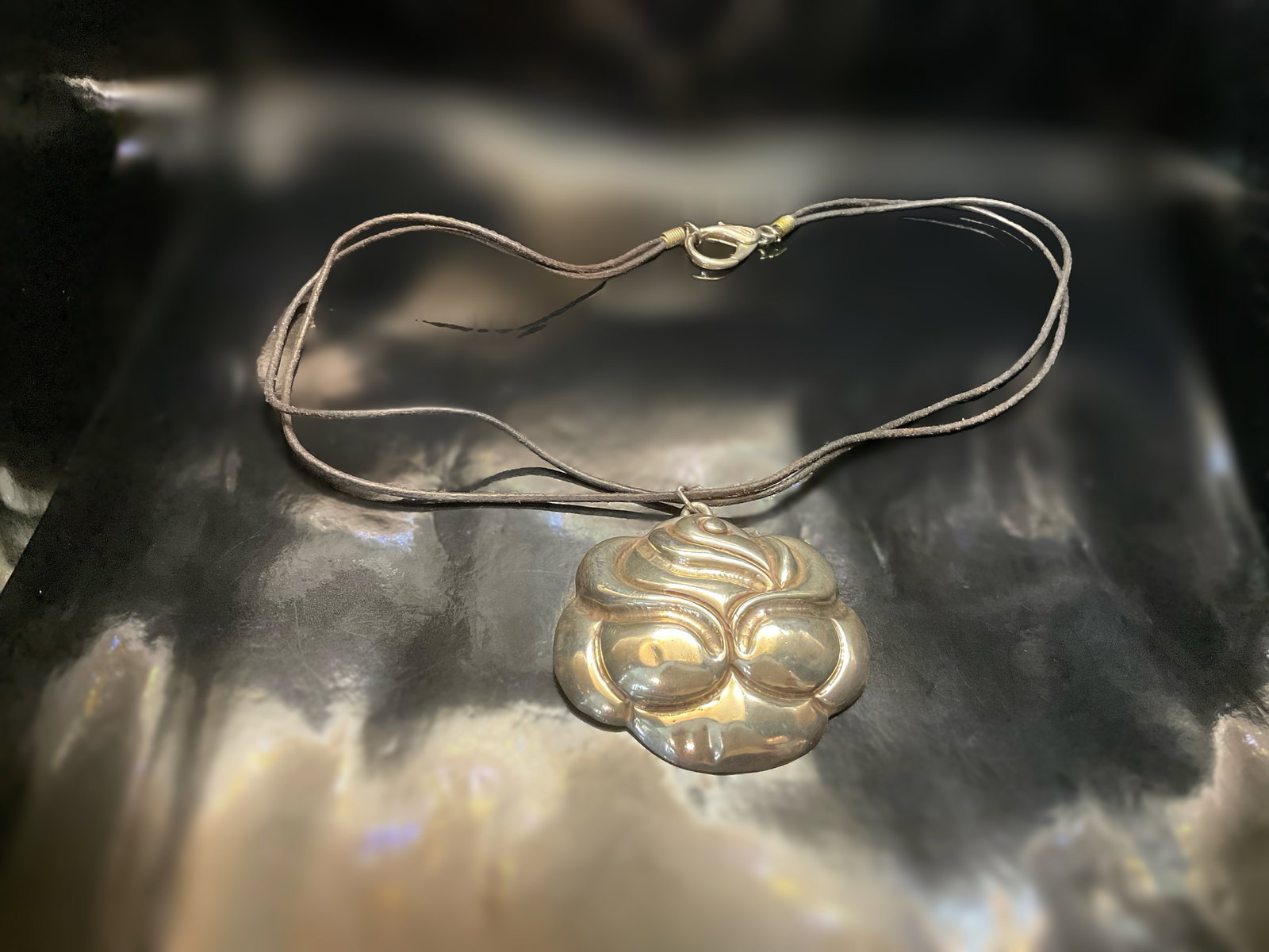 Vintage Mexican Sterling Silver Pendant Depicting Stylized Breasts – Signed “Made in (1 of 10)