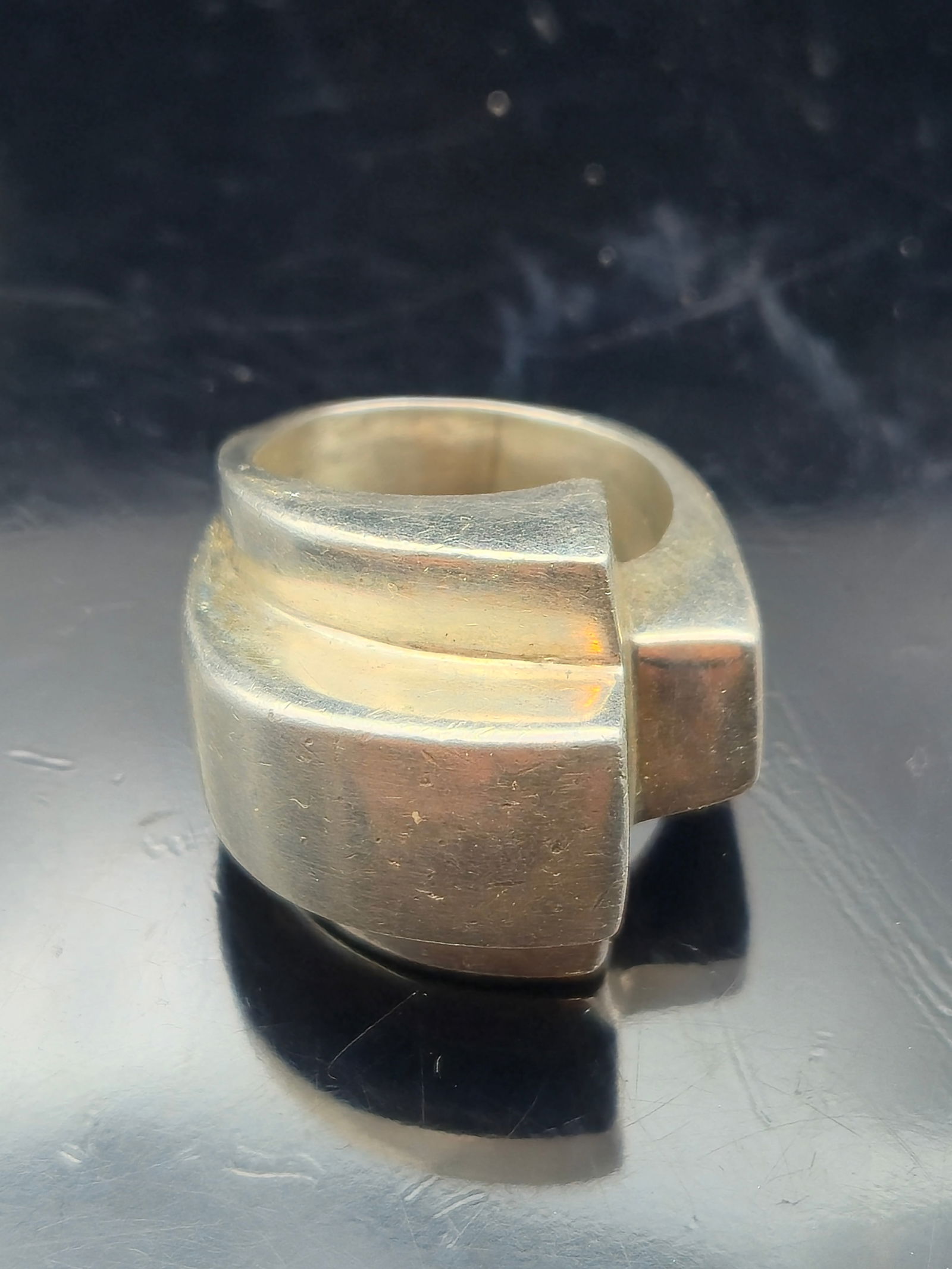 Mid-Century Modernist Brutalist Sterling Silver Ring, 19.1g – Size 8.5 (1 of 7)