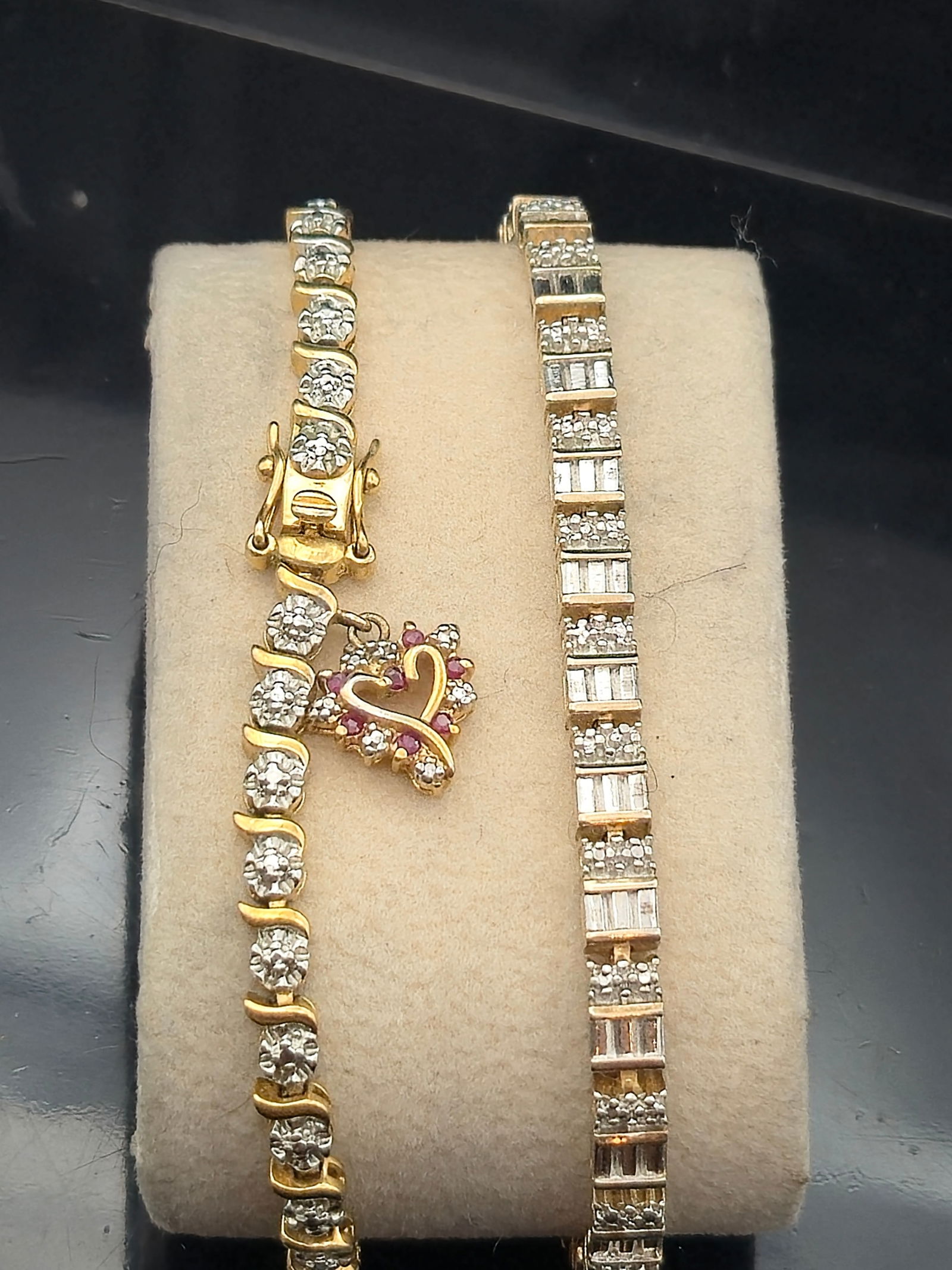 Pair of .925 Gold Vermeil Sterling Tennis Bracelets – 24.6g Total (1 of 9)