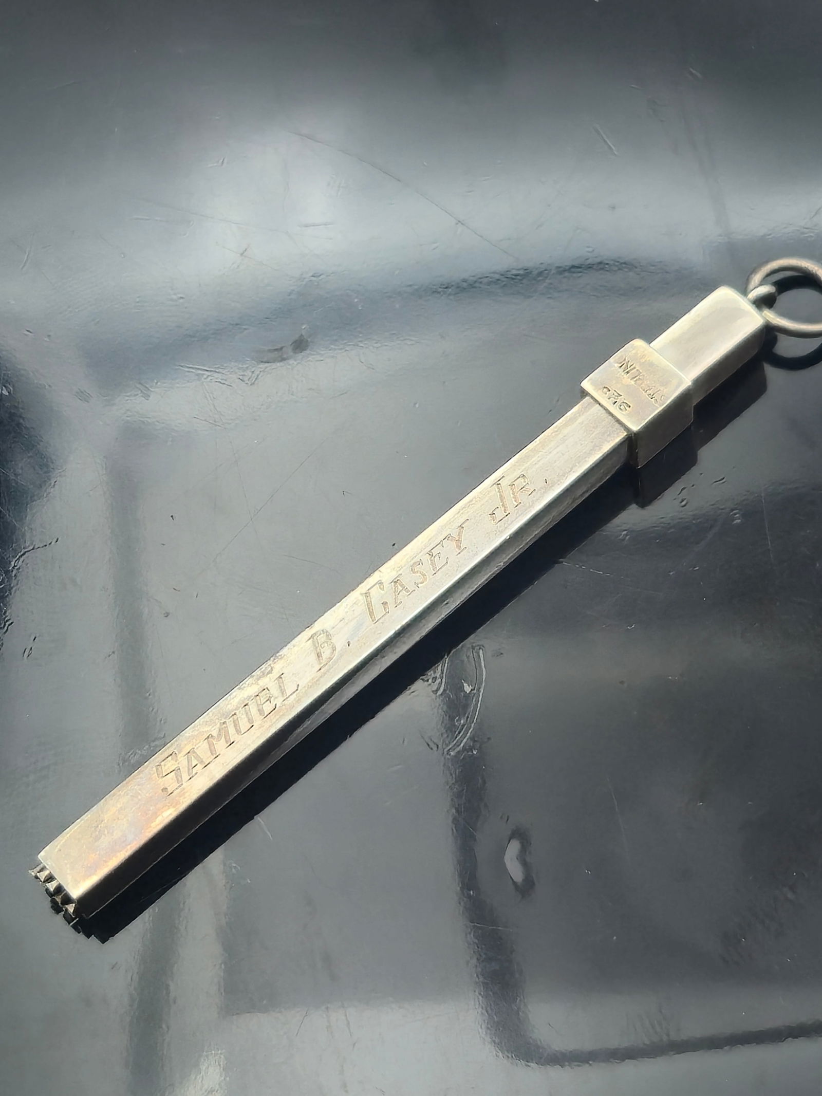 Engraved Vintage Sterling Silver Mechanical Toothpick Holder – 13.3g – “Samuel B. Casey (1 of 6)