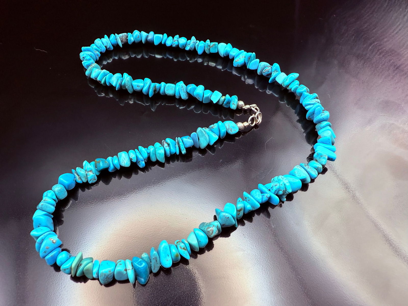 Navajo Sterling Silver Turquoise Strand Necklace 20’ (1 of 10)