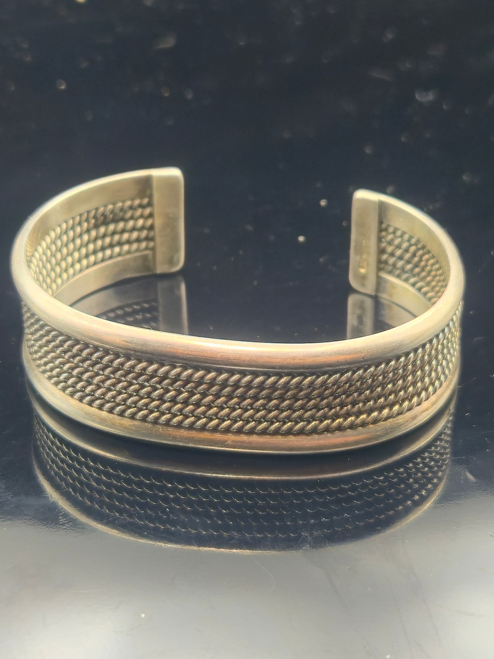 Native American Sterling Silver Braided Rope Cuff Bracelet, 35.7g, 58mm (1 of 8)