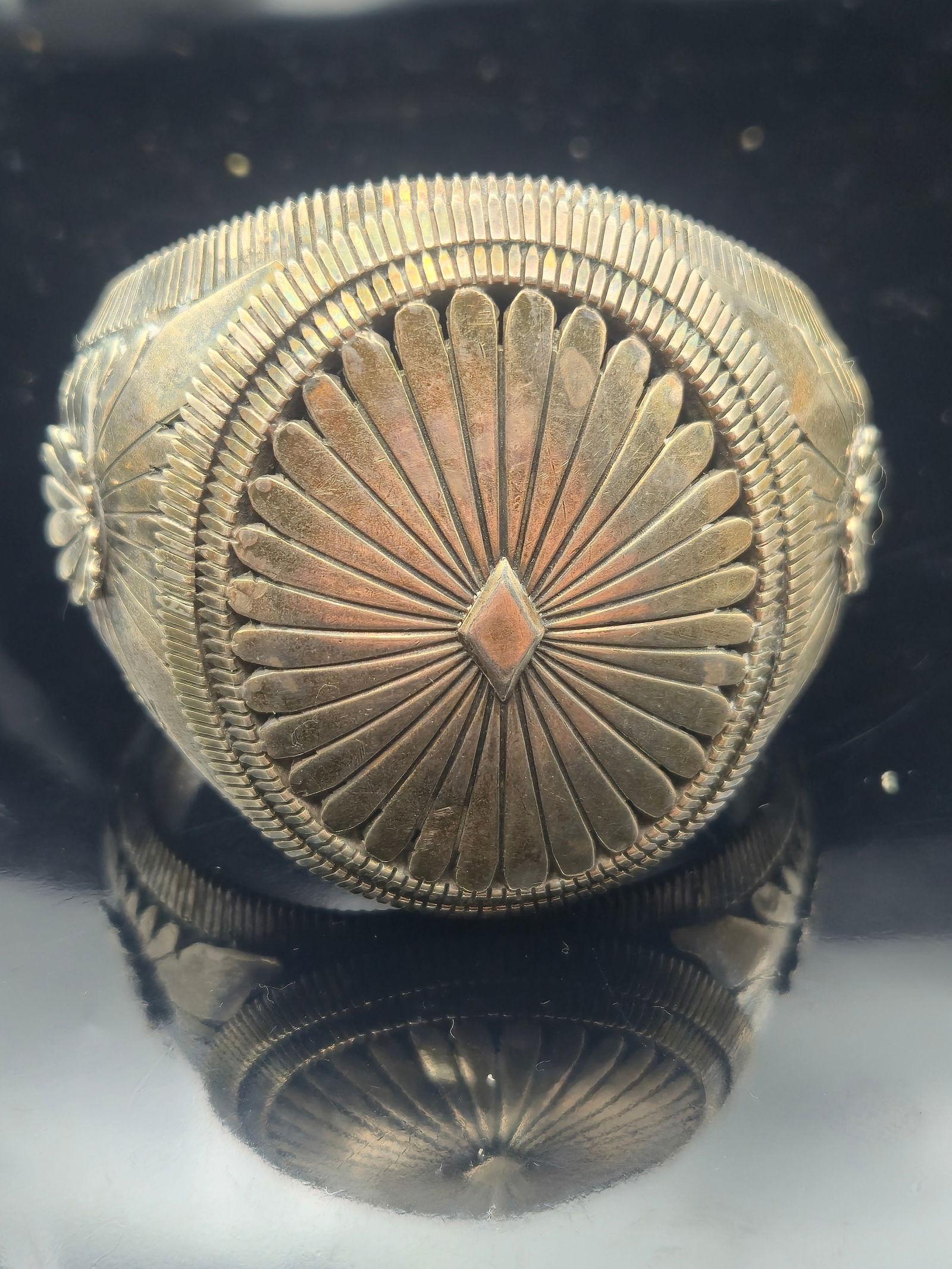 Massive Navajo Sterling Silver Concho Cuff Bracelet by Eddy Chaco, 122.3g, 57.8mm (1 of 9)