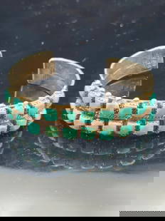 Vintage Navajo Sterling Silver Cuff Bracelet by S. W. M. – 28.6g – Triple Row Turquoise –: This beautifully handcrafted vintage Navajo cuff bracelet features three rows of natural turquoise cabochons, each individually bezel set and framed by fine sterling silver work. The bracelet displays