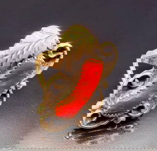 Vintage Sterling Silver Navajo & Red Coral Hand Crafted South West Jewlery: This striking vintage ring features a vibrant natural Red coral Cabochon set in handcrafted sterling Silver. these coral is bezel-set with a jagged sawtooth edge and framed by intricate Silver work. I