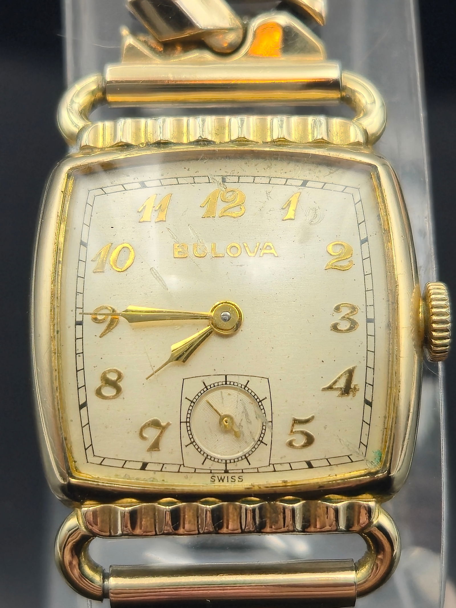 1954 Bulova Men’s watch All Original 10BT Movement w/Fifth Avenue Box 12kgf band: This all-original 1954 Bulova L4 men's wristwatch is a beautifully preserved example of mid-century craftsmanship. Featuring the original silver-tone dial with raised gold numerals, sub-seconds regist