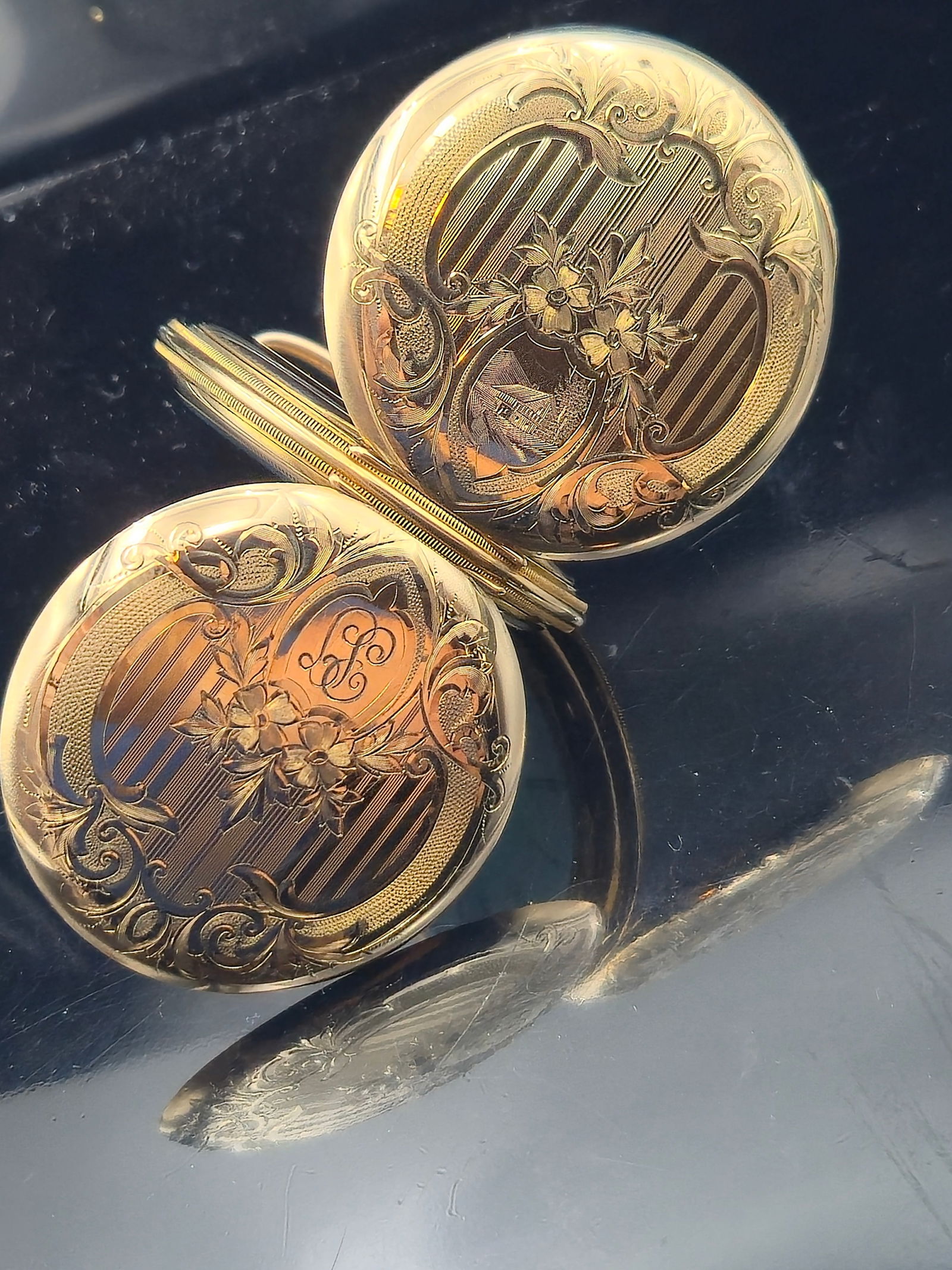 1914 Elgin Grade 344 12S Pocket Watch – 17J – Blue Crystal – Duber 25-Year Gold-Filled Hunte (1 of 14)