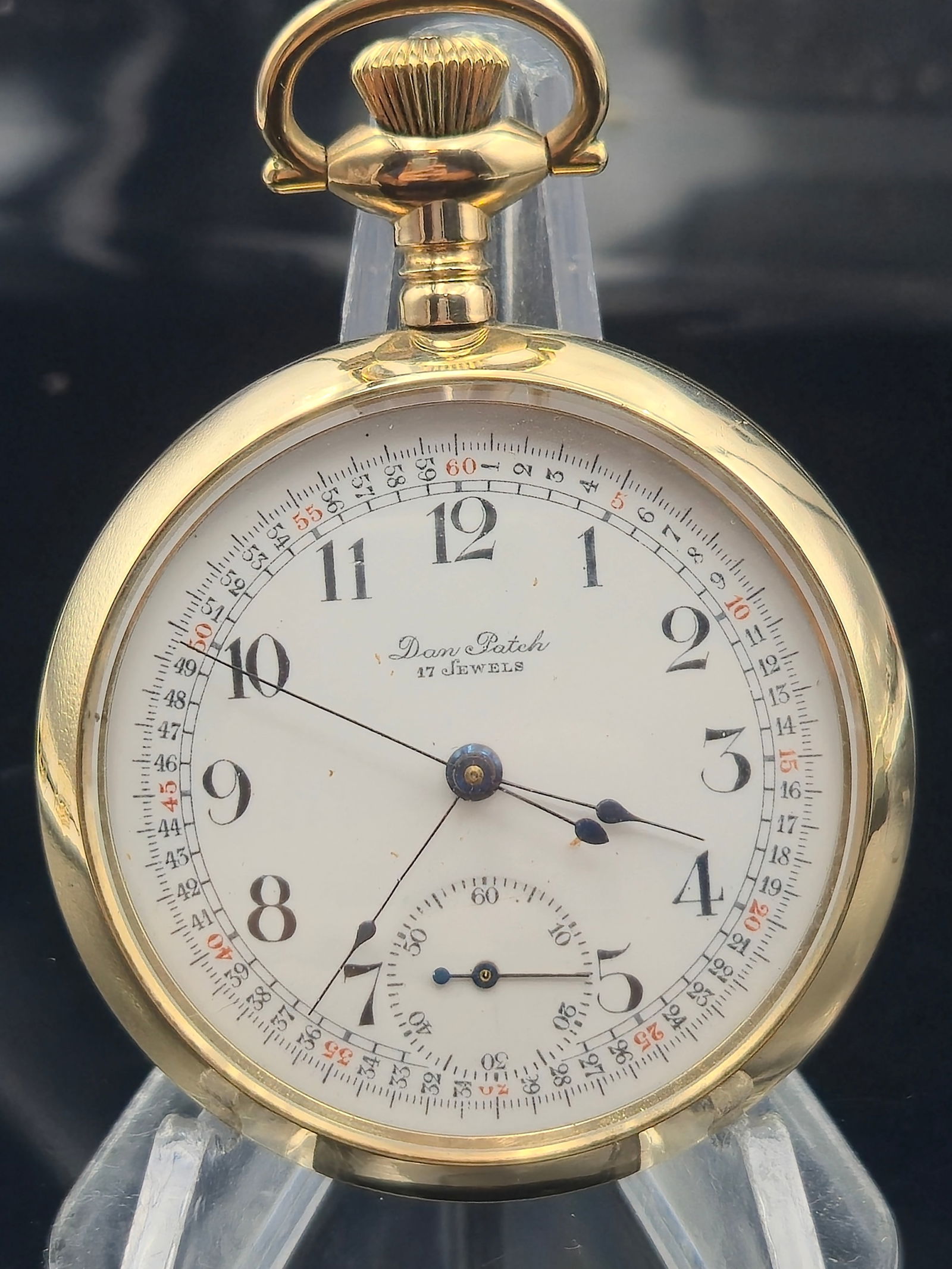 Circa 1920s Dan Patch 17-Jewel Chronograph Pocket Stopwatch in 20-Year Gold-Filled Case (1 of 10)