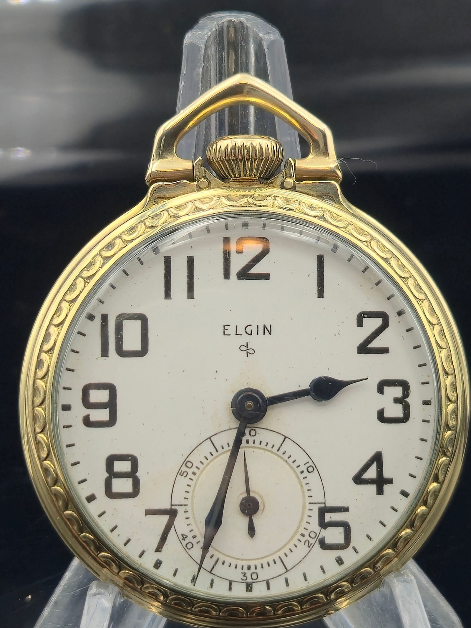 1948 Elgin Grade 574 Pocket Watch – 16s 17 Jewel – 5 Adjustments – Gold-Plated Case (1 of 9)