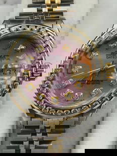 1993 Rolex Ladies Oyster Perpetual Datejust 69000A – Diamond Bezel & Dial, 18K Gold Jubilee: Elegant 1993 Rolex Oyster Perpetual Datejust ref. 69000A ladies wristwatch featuring a two-tone stainless steel and 18K yellow gold Jubilee bracelet. The original Rolex mother-of-pearl dial is set wit