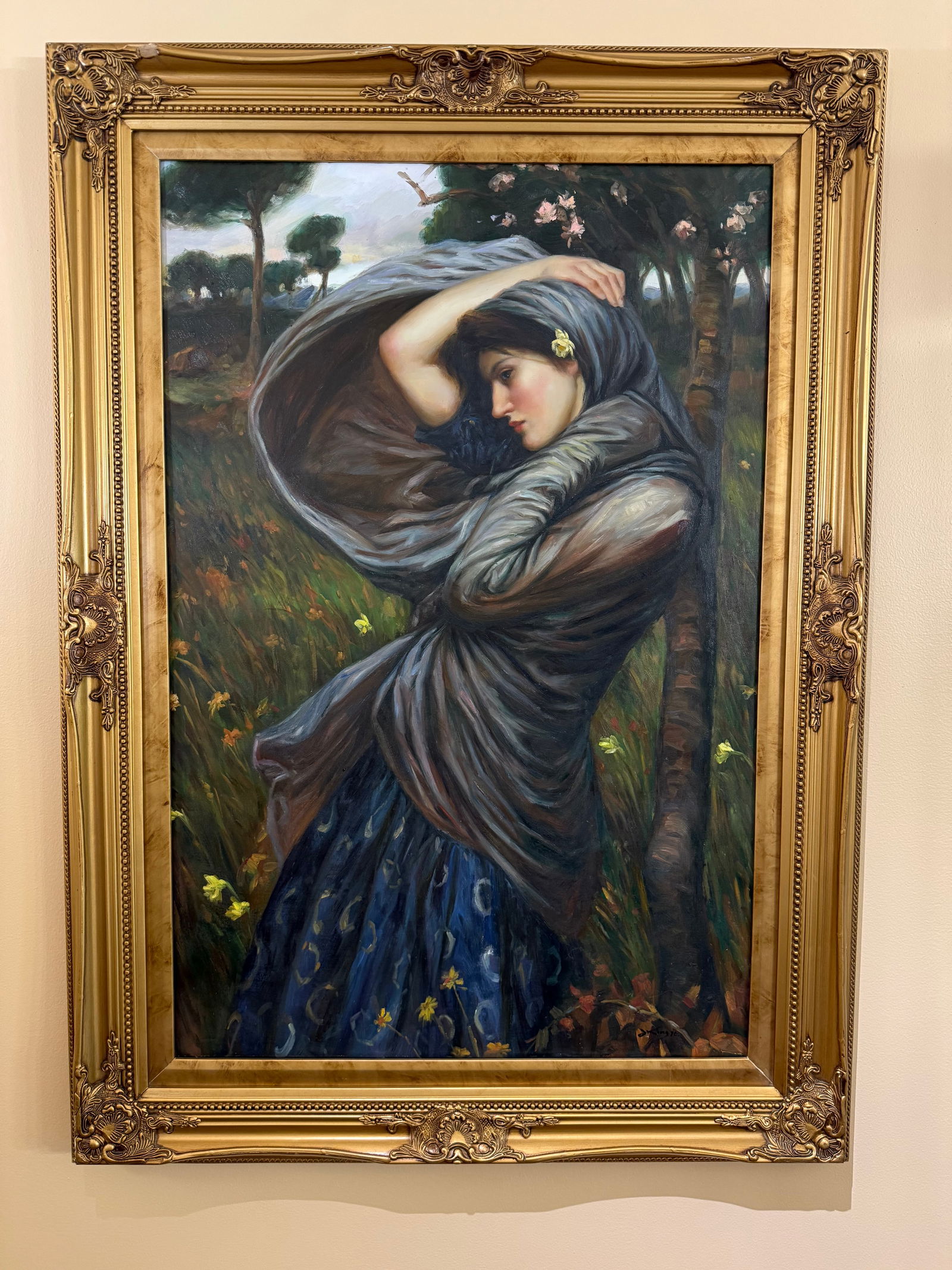 La Pastiche Boreas John William Waterhouse Gold Wood Framed 28-Inches H x 32-Inches W People Canvas (1 of 7)