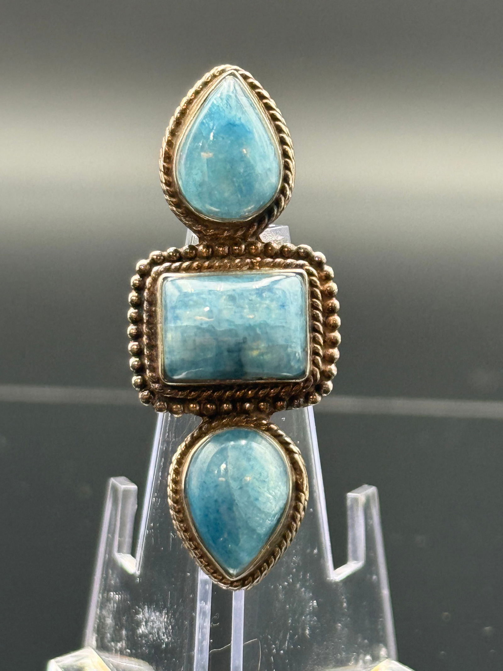 925 Sterling Silver Larimar Gemstone Ring (1 of 10)
