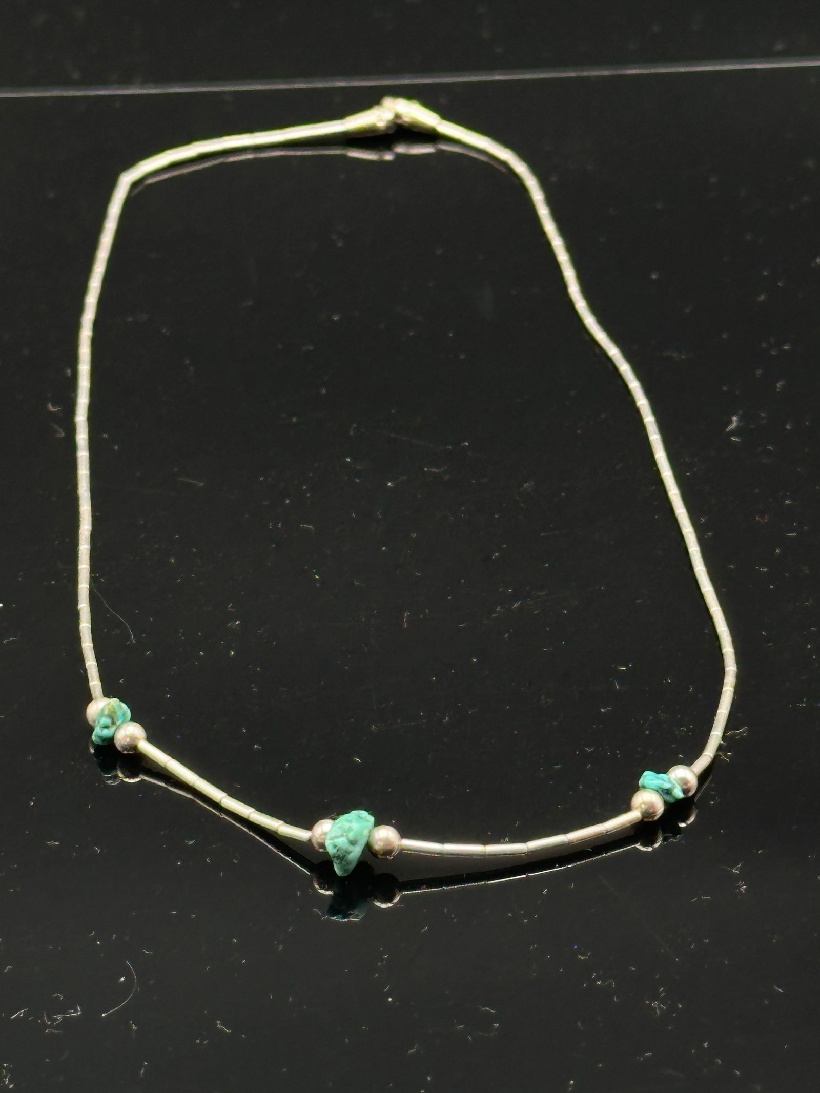 Vintage Sterling Silver & Turquoise Bead Necklace (1 of 6)