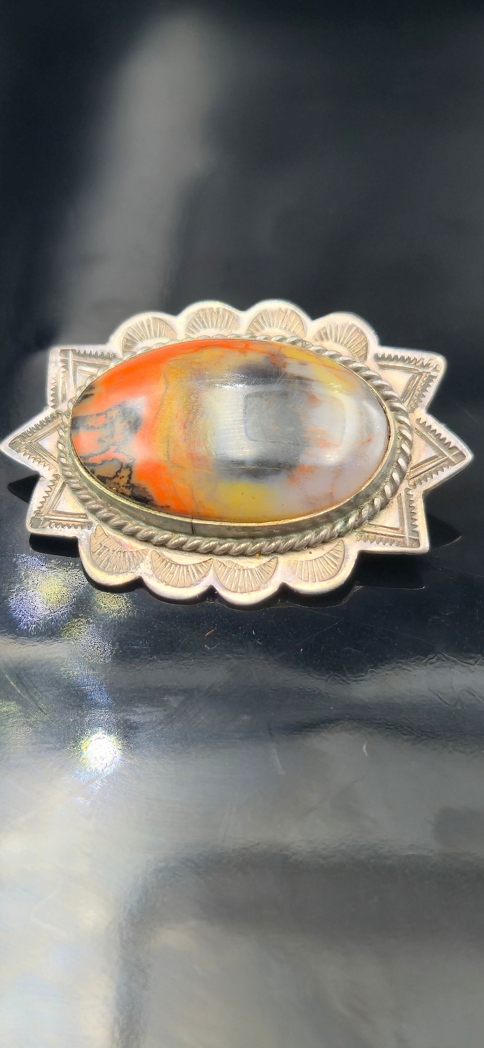 Vintage Navajo Sterling Bumblebee Jasper Brooch 8.3g (1 of 6)