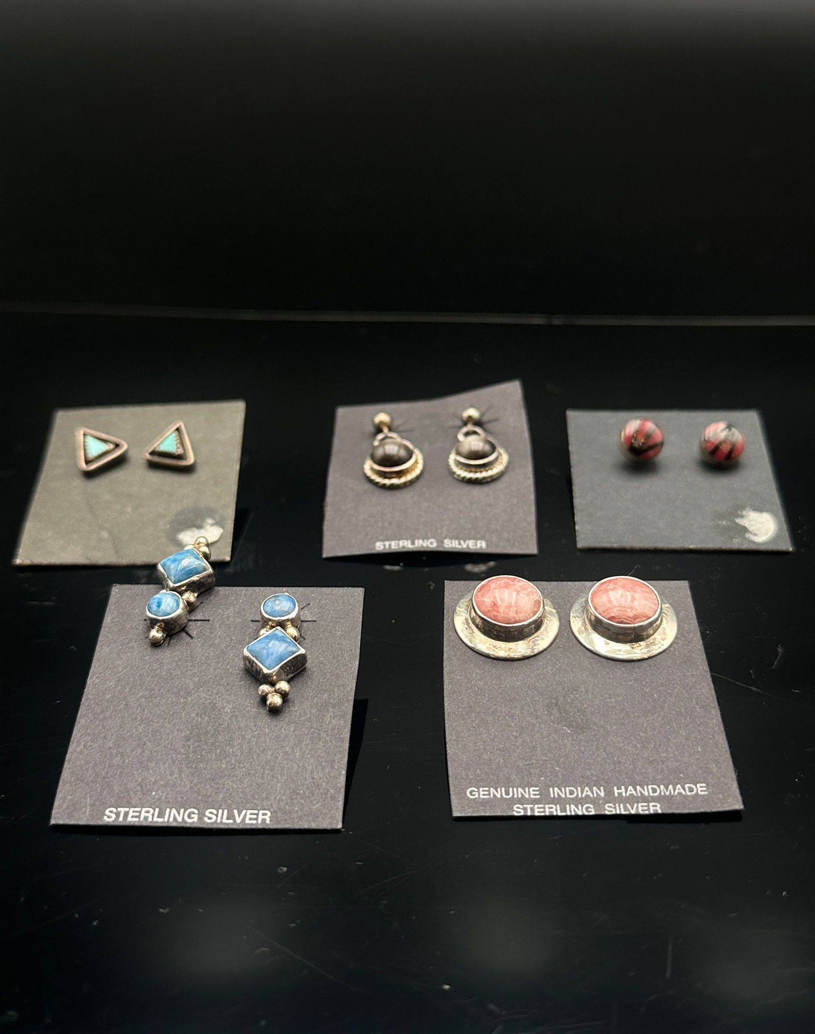 Lot of 5 Pairs Sterling Silver Earrings – Native & Artisan Styles (1 of 7)