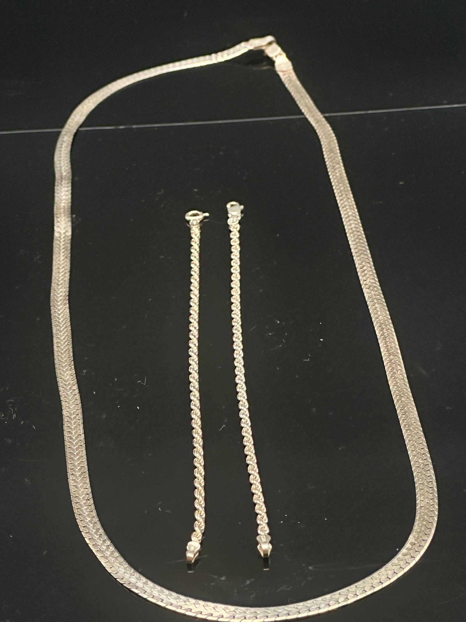 Italy Sterling Silver Chain Necklace & Two Bracelets Set – 925 (1 of 7)