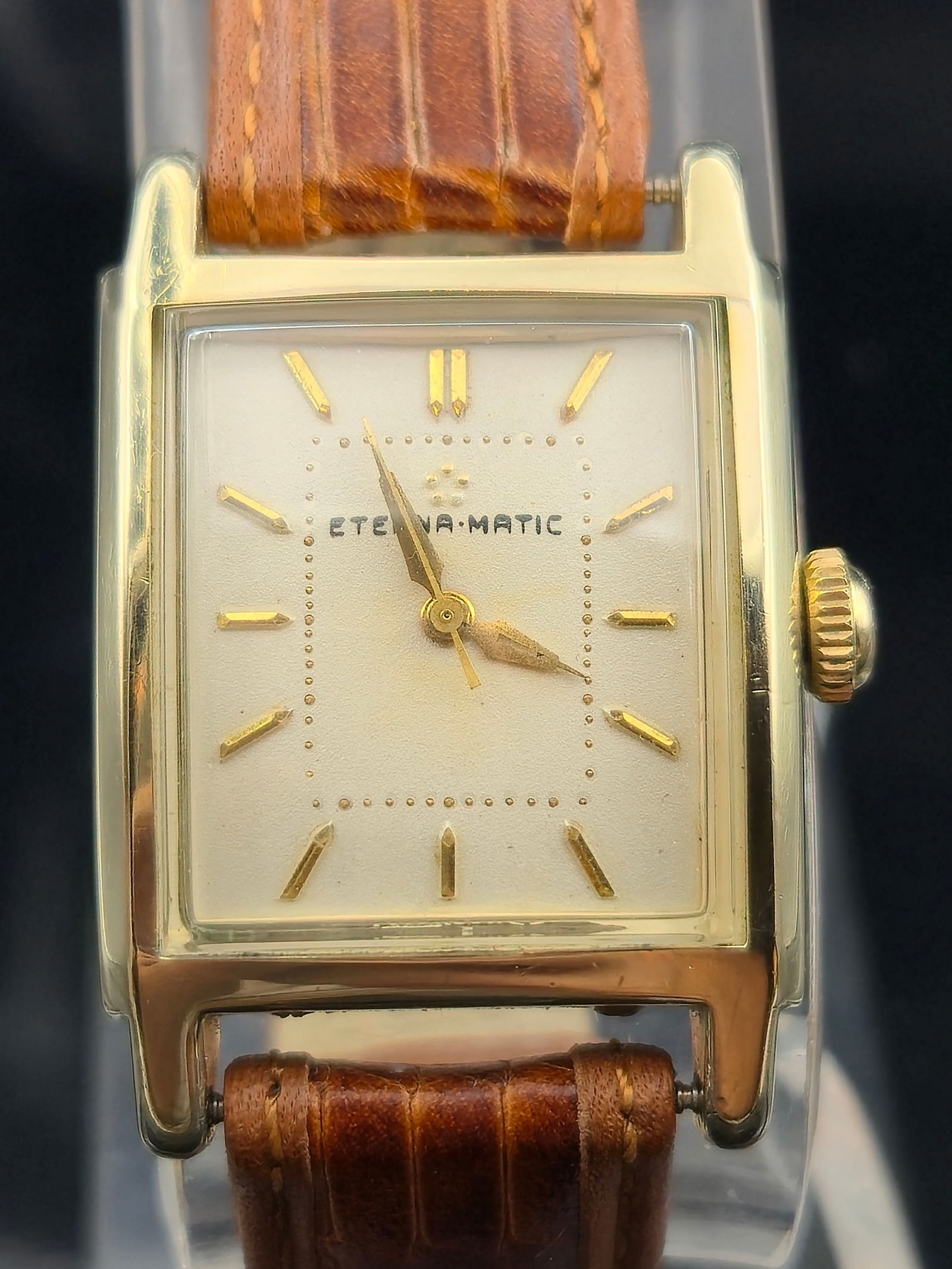 1960 Eterna-Matic Rectangular Auto 14K GF 17J (1 of 9)