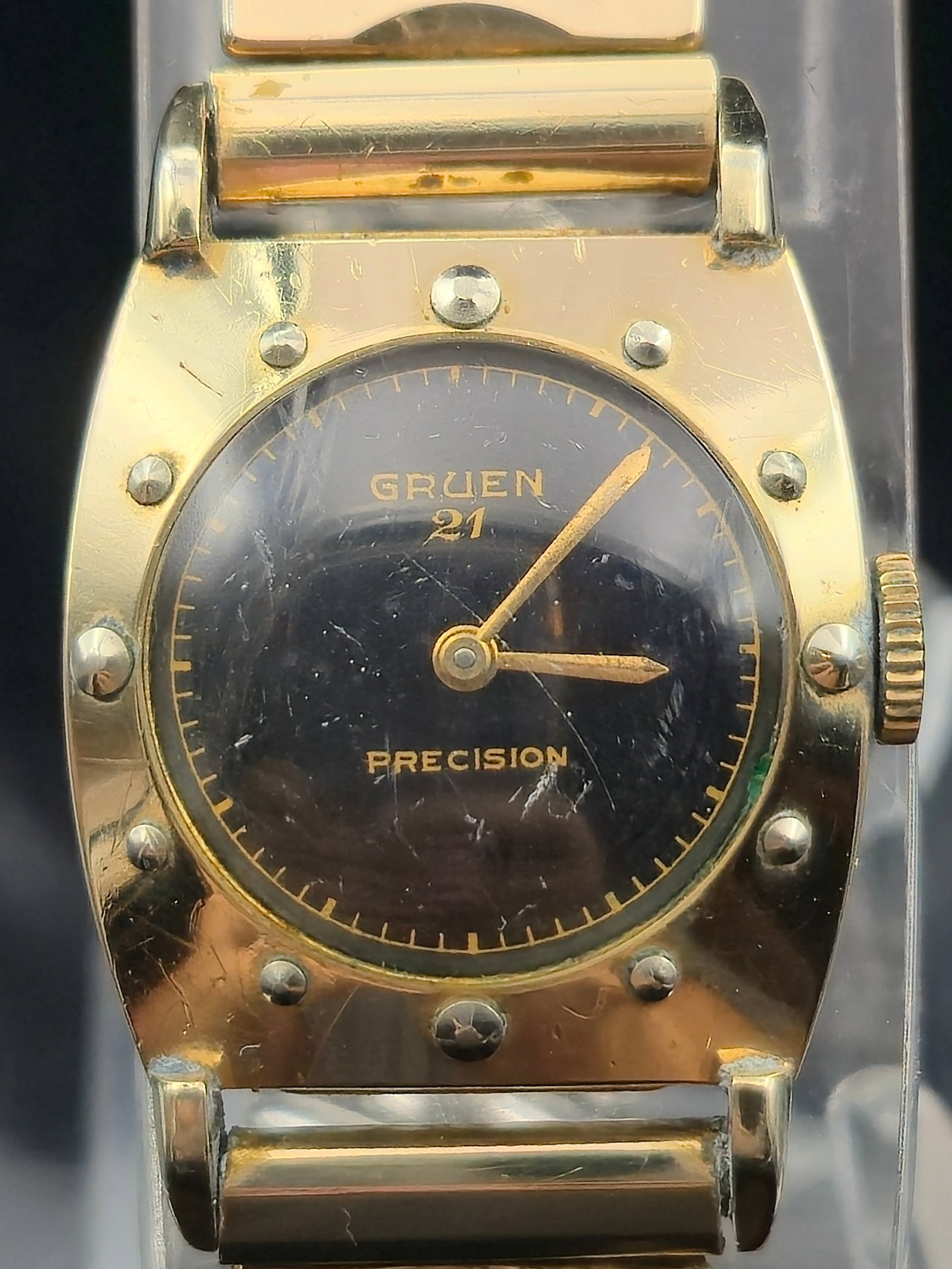 Gruen Precision 21J Veri-Thin 10K GF Tank Watch w/ Bracelet (1 of 9)