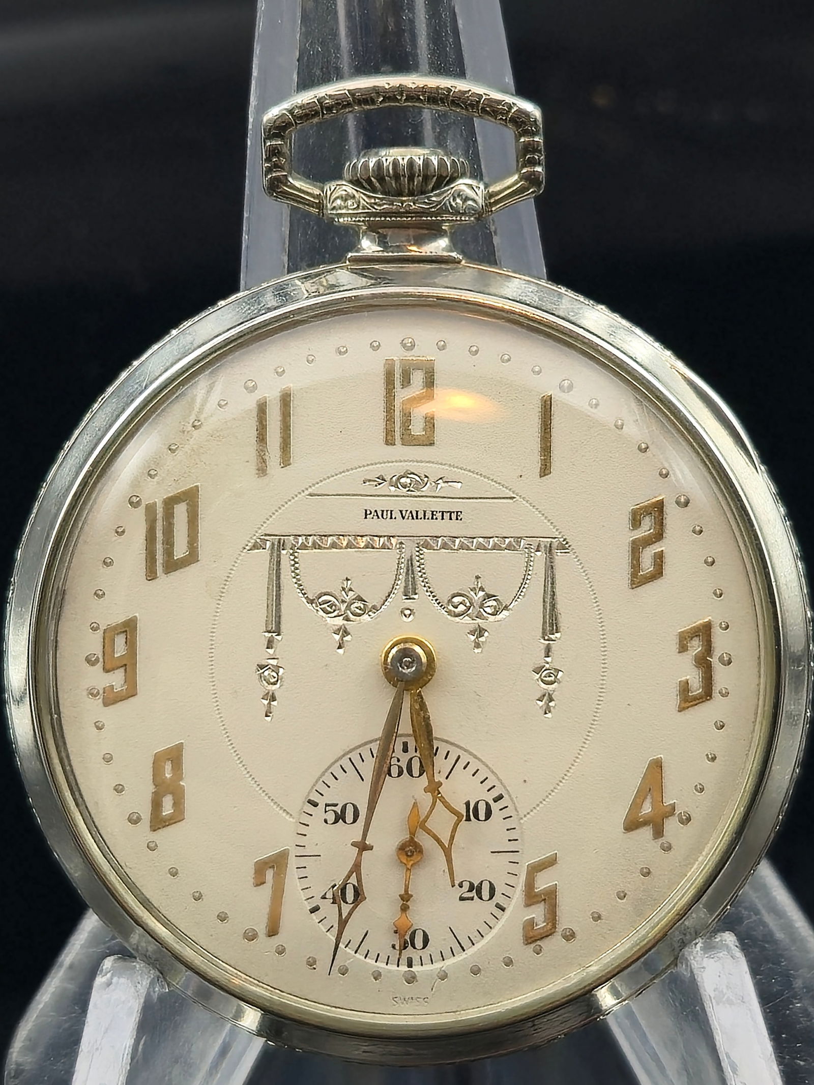 Paul Vallette 17J Swiss OF Pocket Watch, Wadsworth 14K GF Case, Presentation Back (1 of 8)