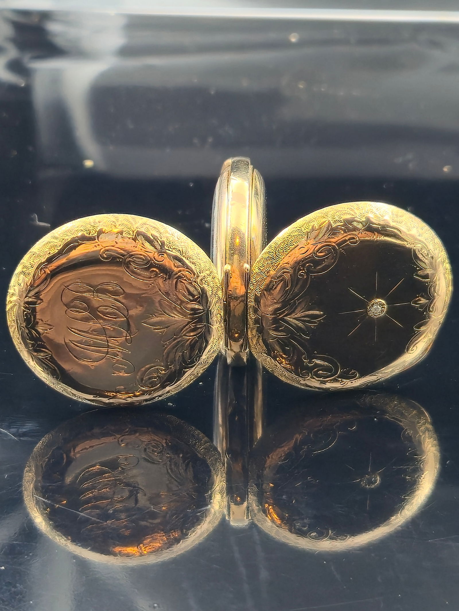 1906 Elgin Grade 320 0s 7J GF Hunter Pocket Watch Fancy Dial Diamond Accent (1 of 12)