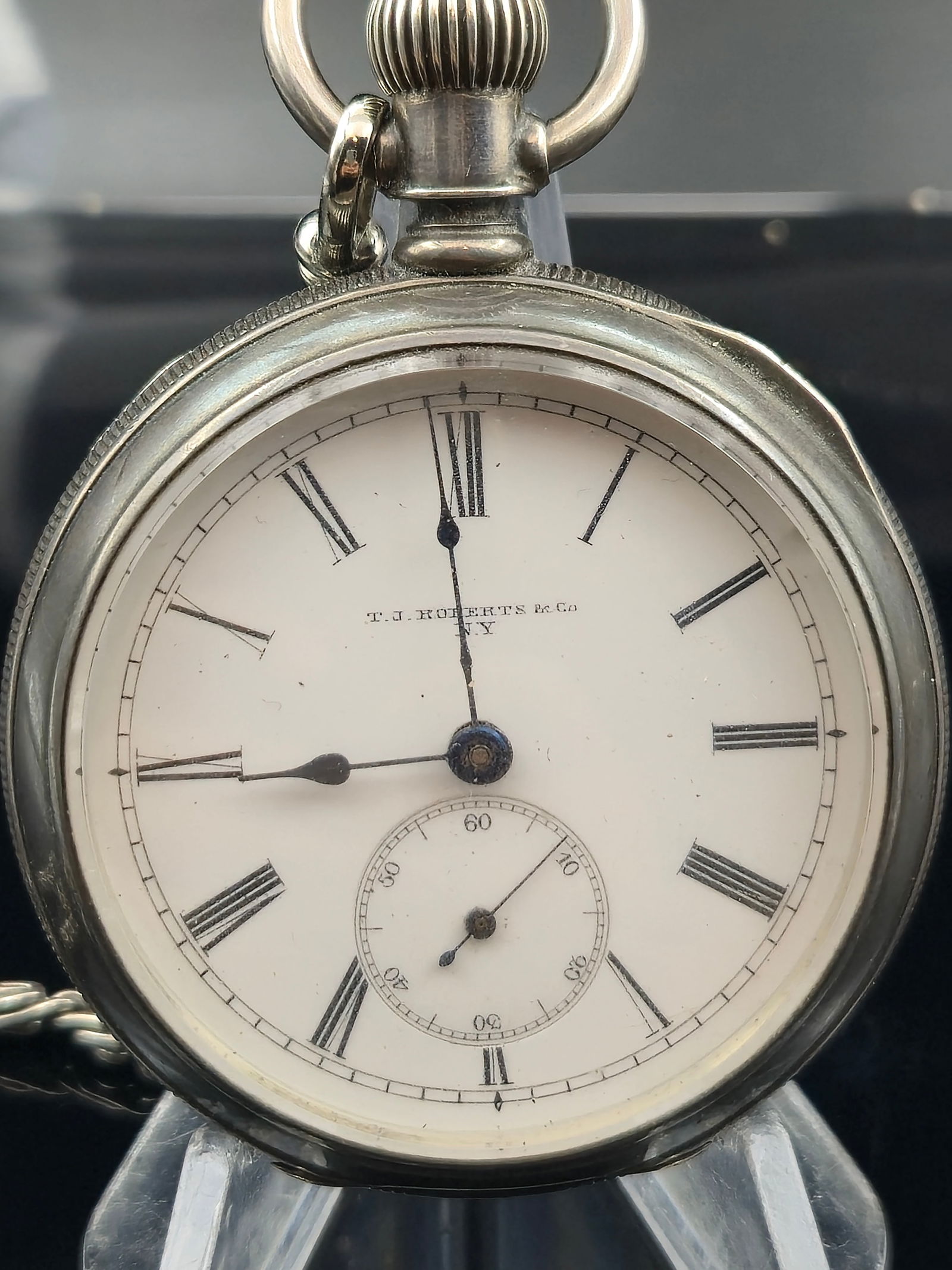 Federal Coin Silver Keywind Pocket Watch, T.J. Roberts & Co. Dial, Waltham Case (1 of 11)