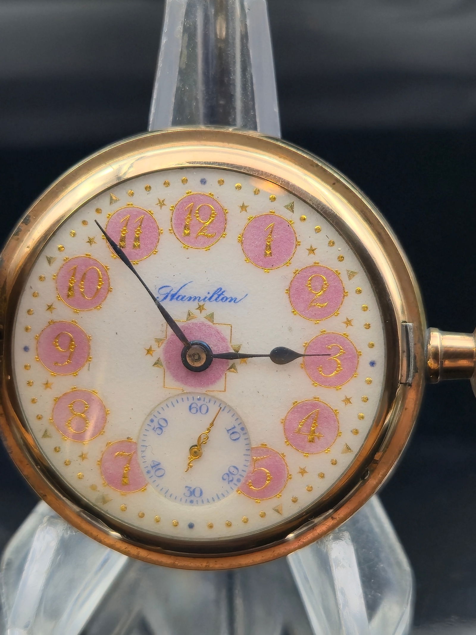 1912 Hamilton Grade 975 16s 17J Fancy Dial GF Hunter Pocket Watch (1 of 12)