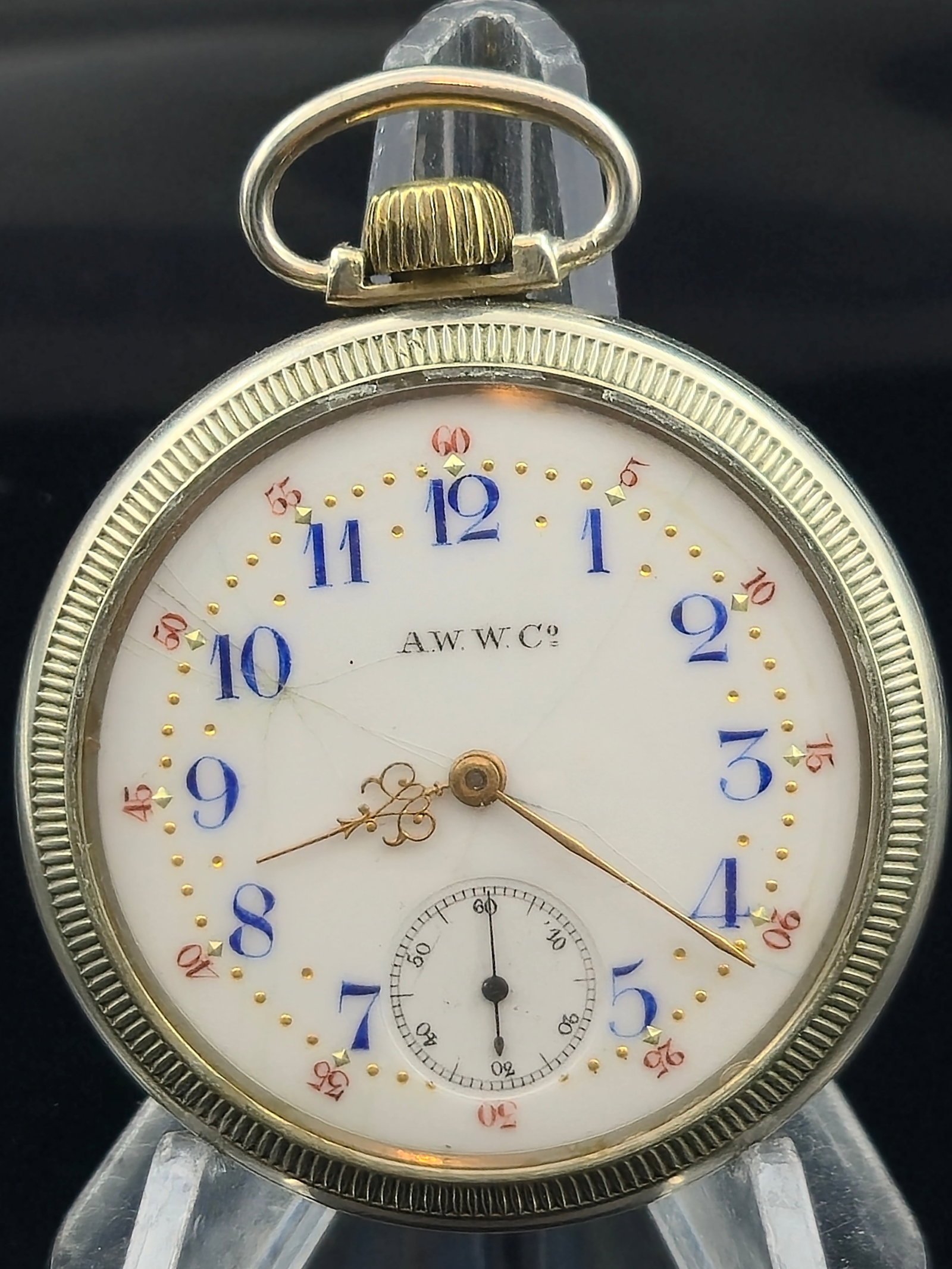 1909 Waltham Traveler 18s 7J Pocket Watch Fancy Enamel Dial in Illinois Nickel Case (1 of 8)