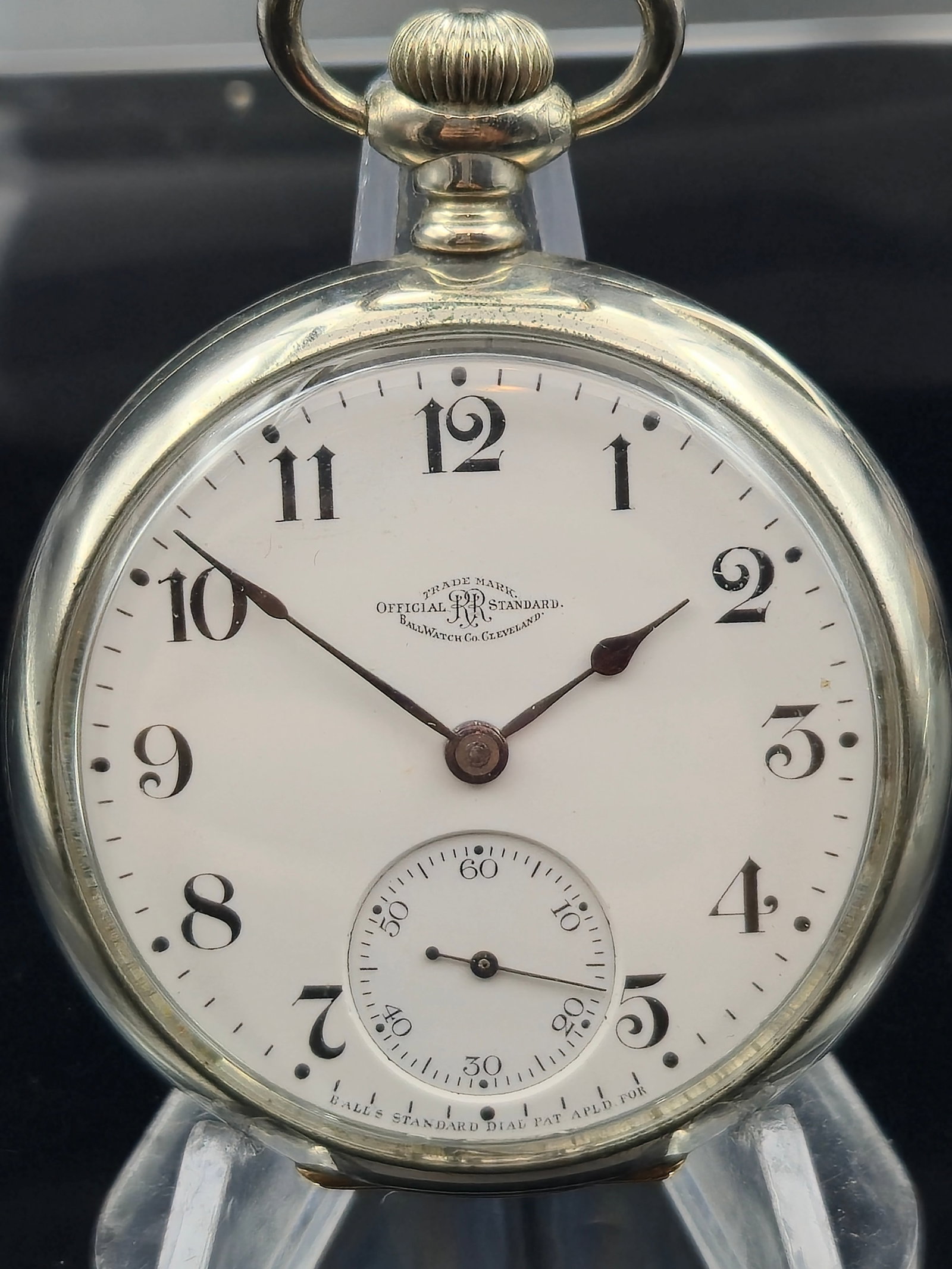 1906 Ball-Hamilton 999H 17J 18s RR Pocket Watch, Low Serial, Gold Inlay, Silveroid Case (1 of 9)