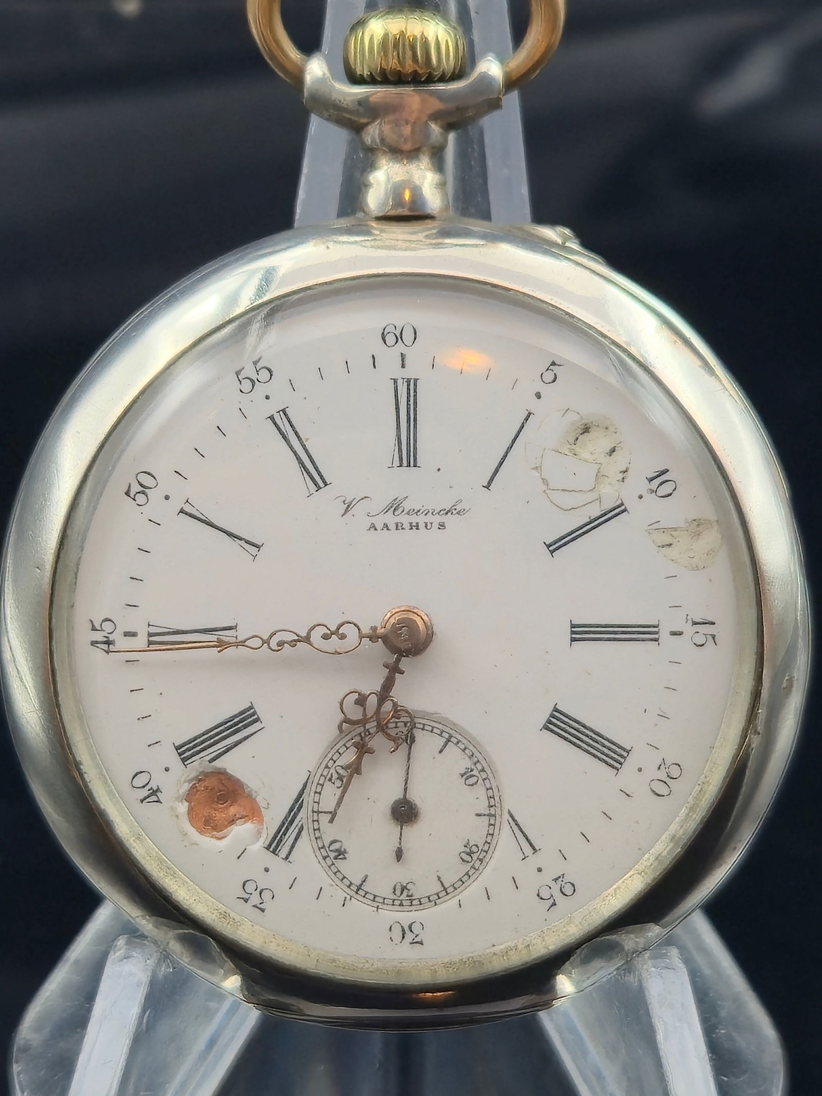 Swiss V. Meincke Chronomètre 15J .800 Silver Pocket Watch, Aarhus Denmark (1 of 10)