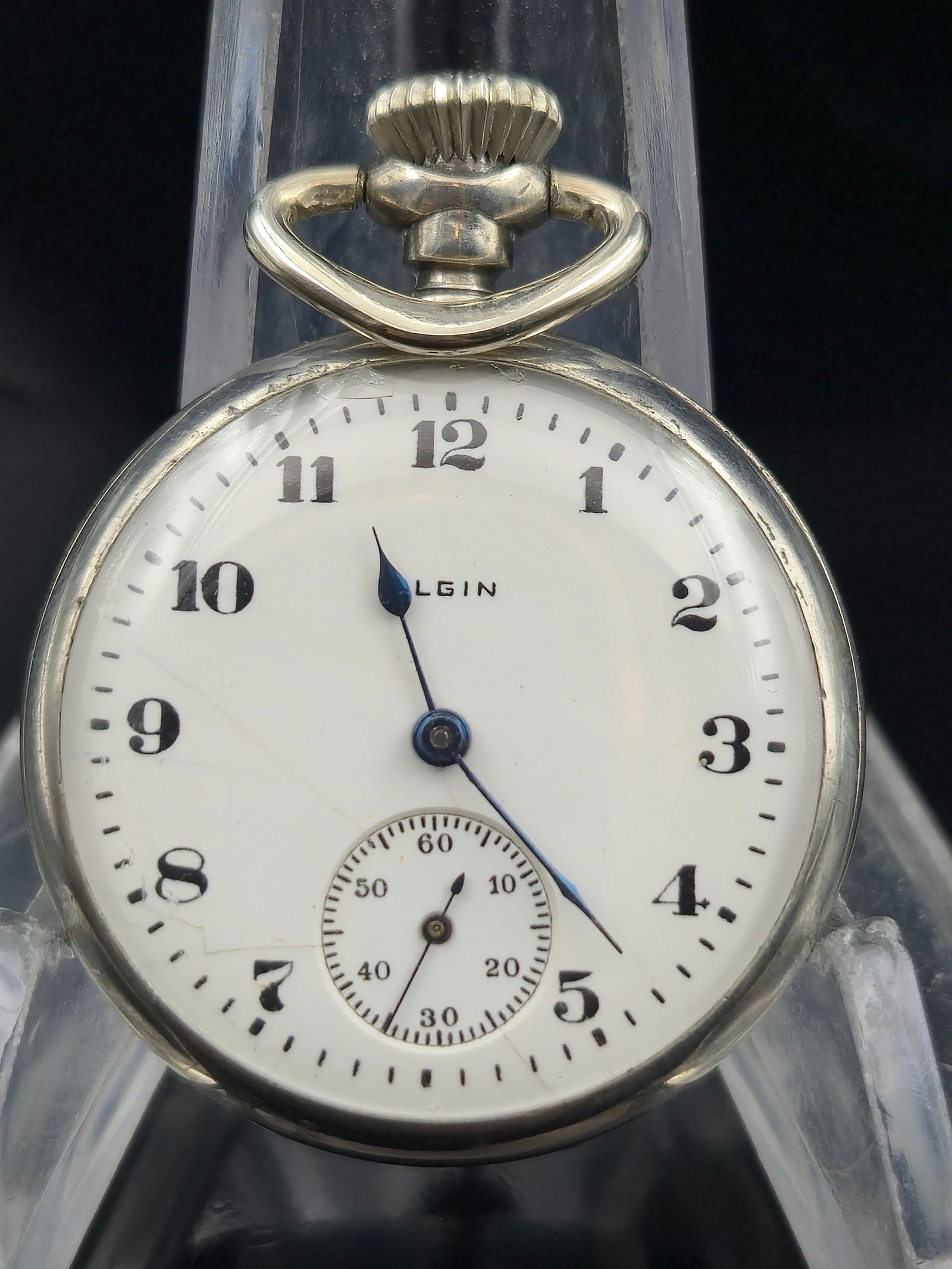 1921 Elgin Grade 463 3/0s 7j Sterling Silver Open-Face Pocket Watch, Star W.C. Co. Case (1 of 7)