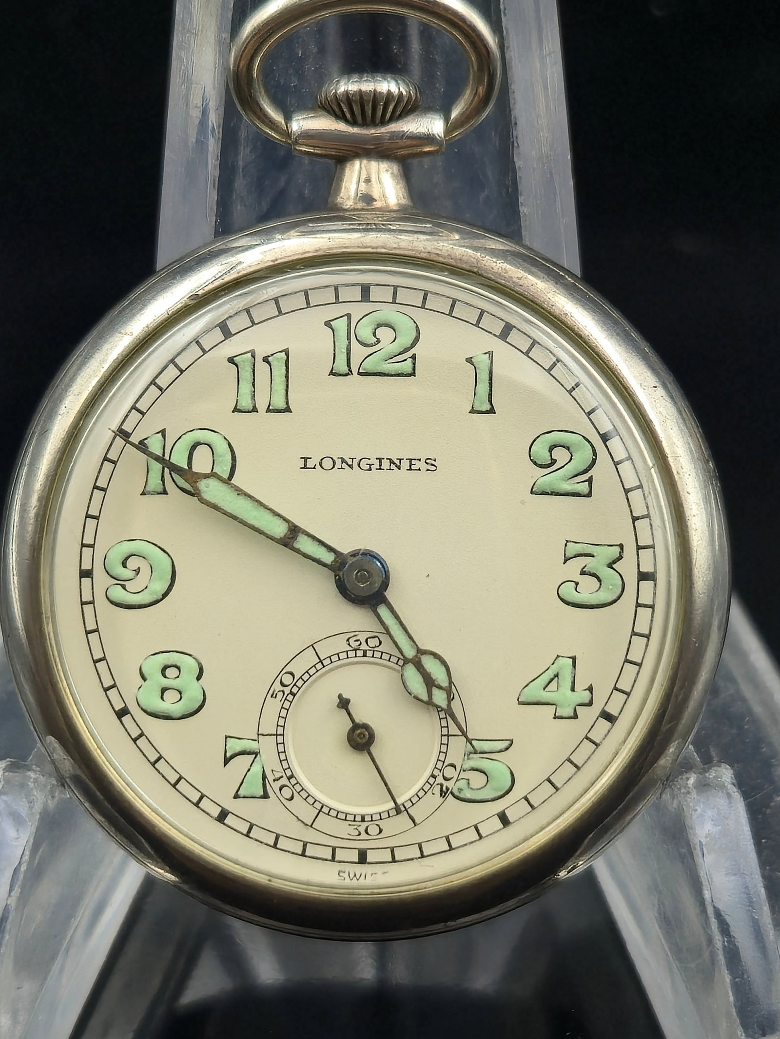 WWI-Era Longines 15j Sterling Silver Military-Style Open-Face Pocket Watch – Running (1 of 8)