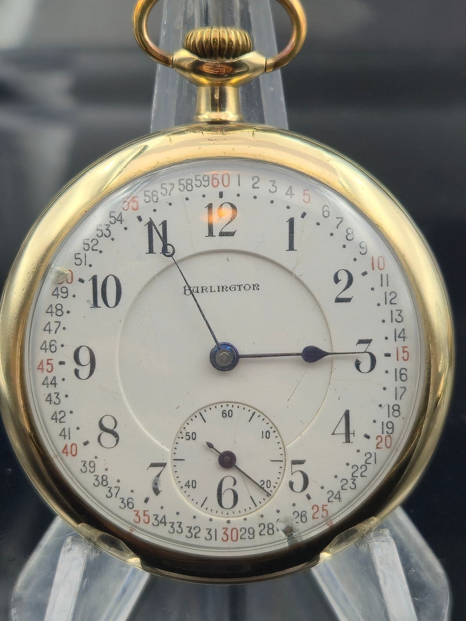 1919 Burlington Watch Co. (Illinois) 16s 21j OF Railroad Grade 25yr GF Case Pocket Watch – Running (1 of 9)