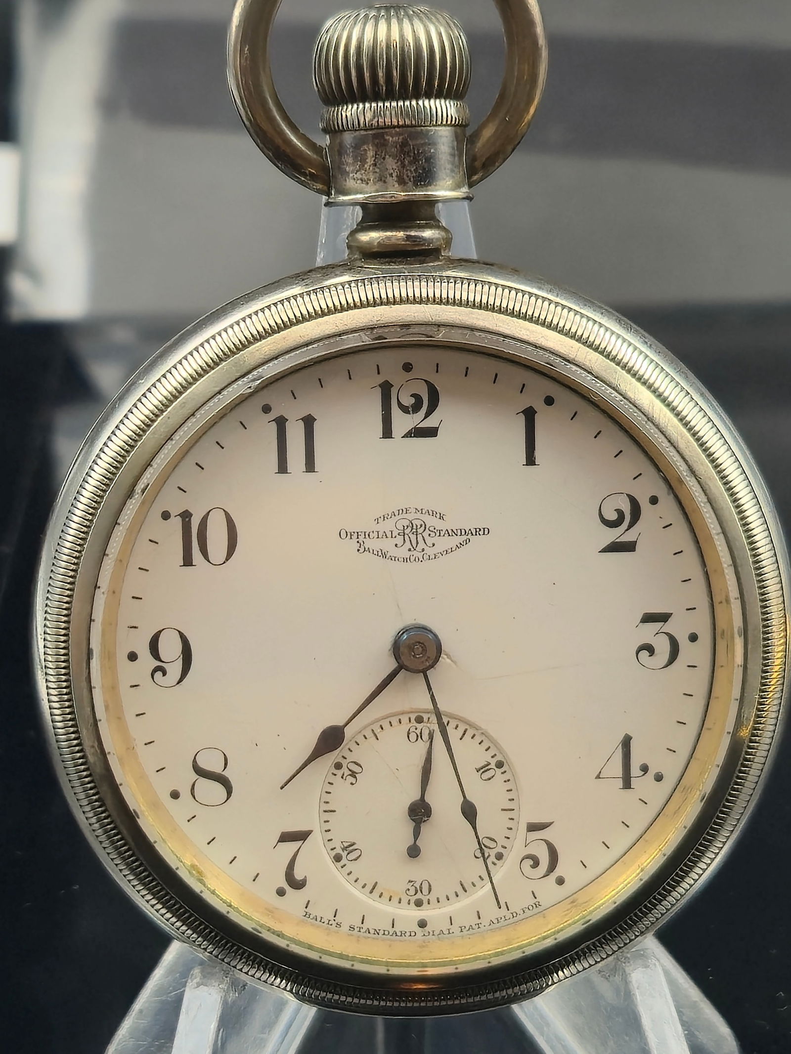 1905 Ball Official RR Standard 333 17J 18s Pocket Watch, Elgin Mvmt, Coin Silver AWCo Case (1 of 11)