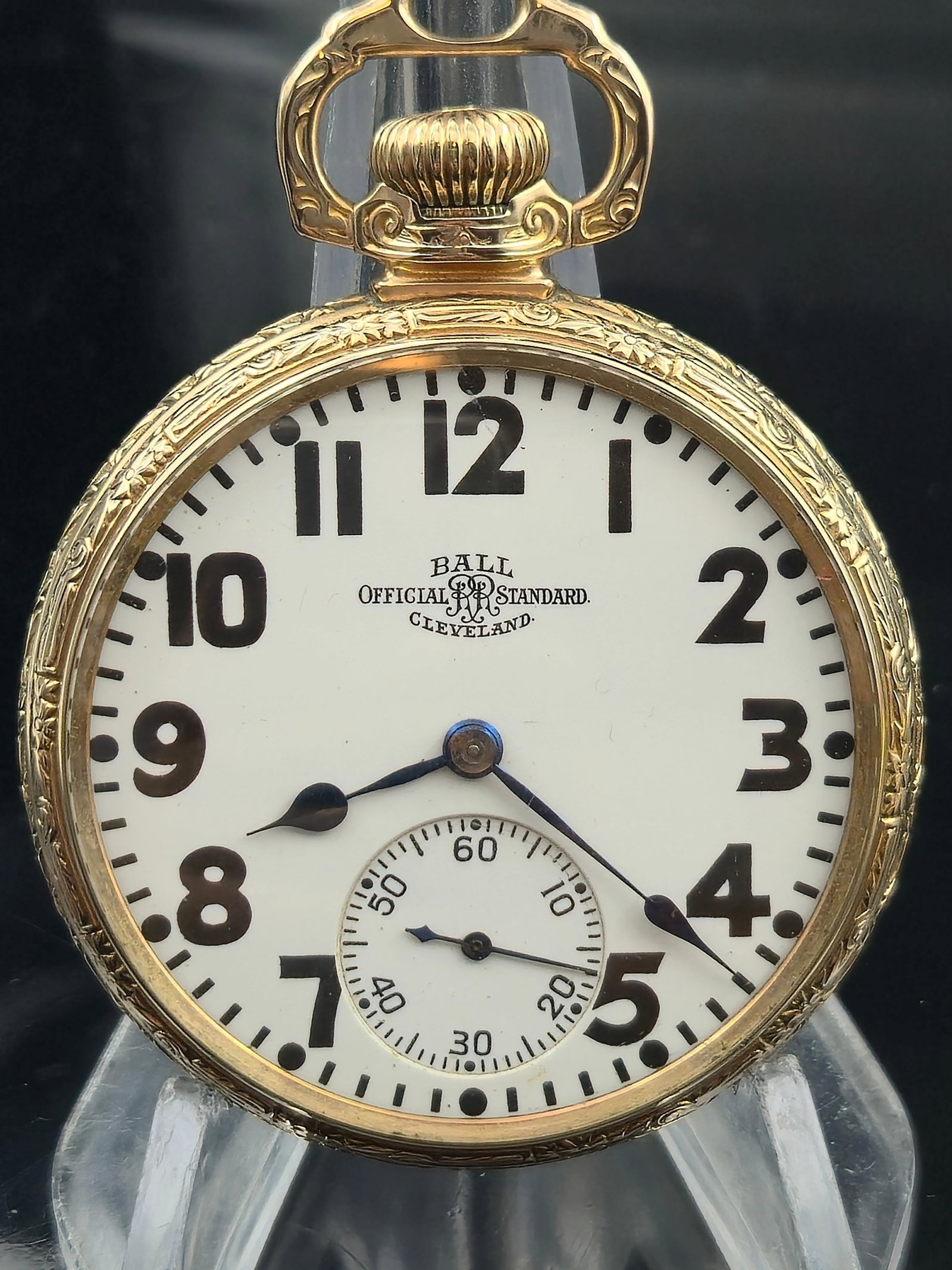 1927 Ball-Hamilton 999P 21J 16s RR Grade Pocket Watch in Wadsworth 10K GF Ball Model Case (1 of 10)