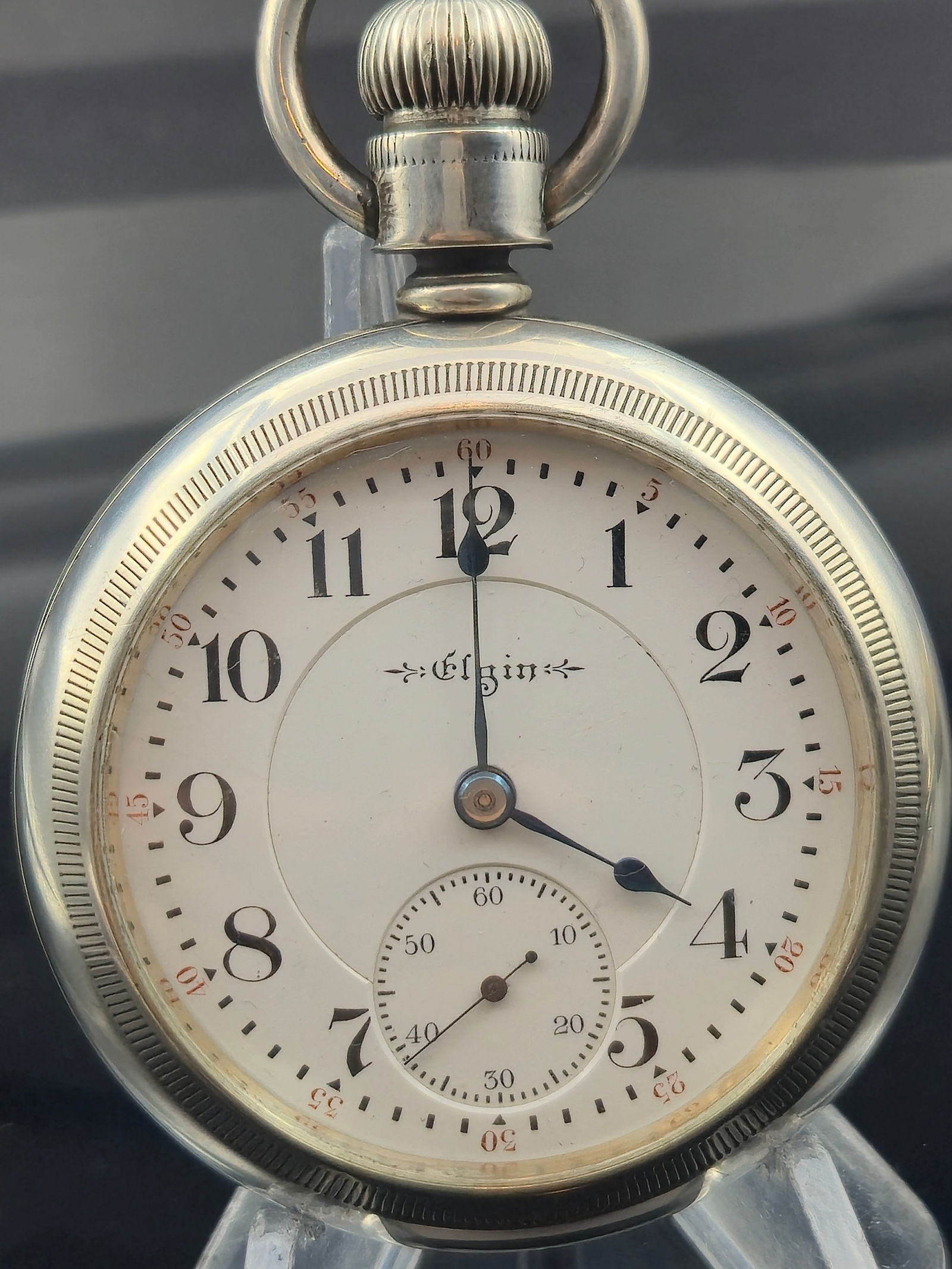1902 Elgin B.W. Raymond 19J Grade 240 Railroad Pocket Watch in Sterling Silver Case (1 of 9)