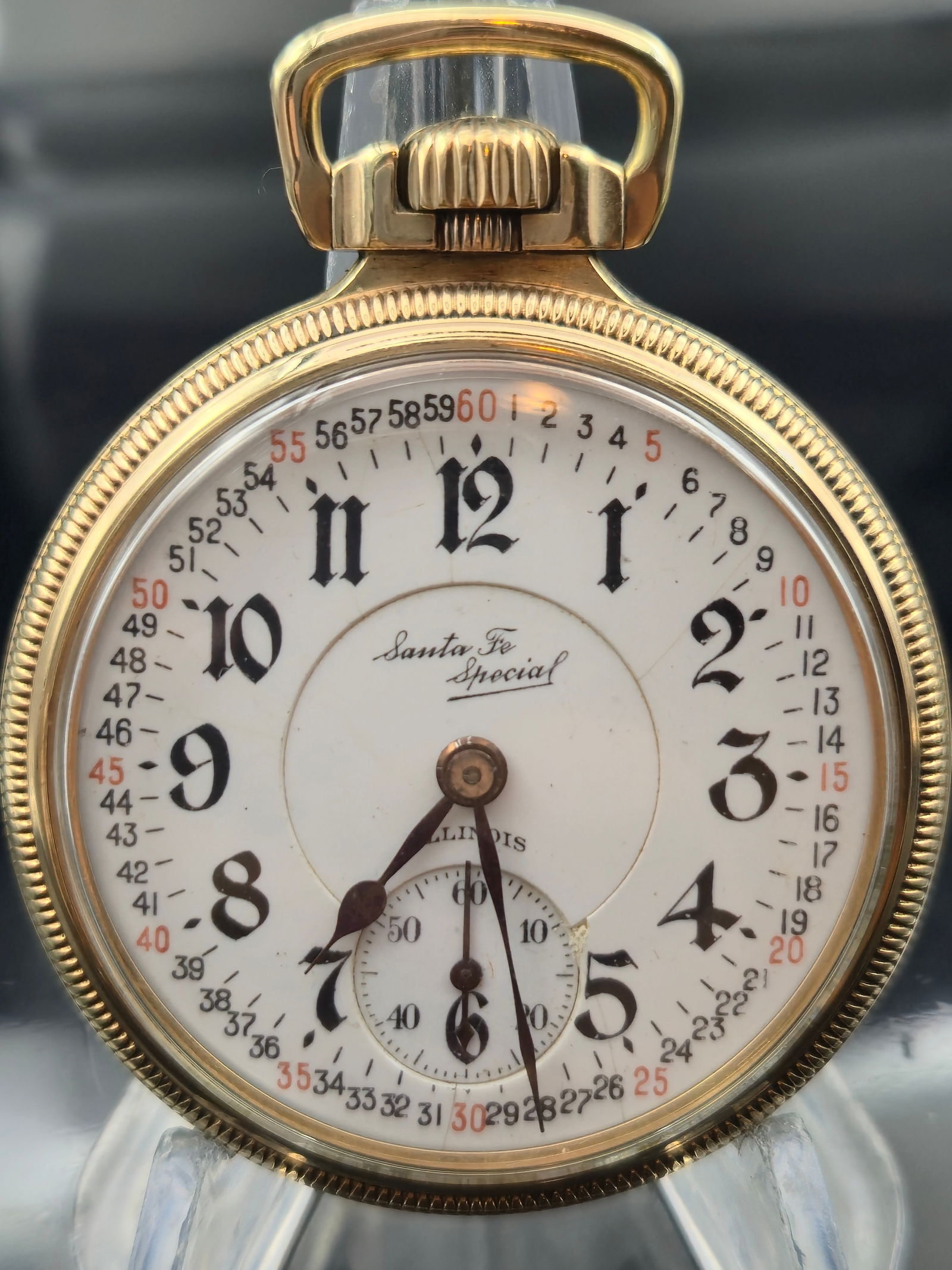 Illinois Sangamo Special Santa Fe PL 21J Railroad Pocket Watch 6 Pos (1 of 9)