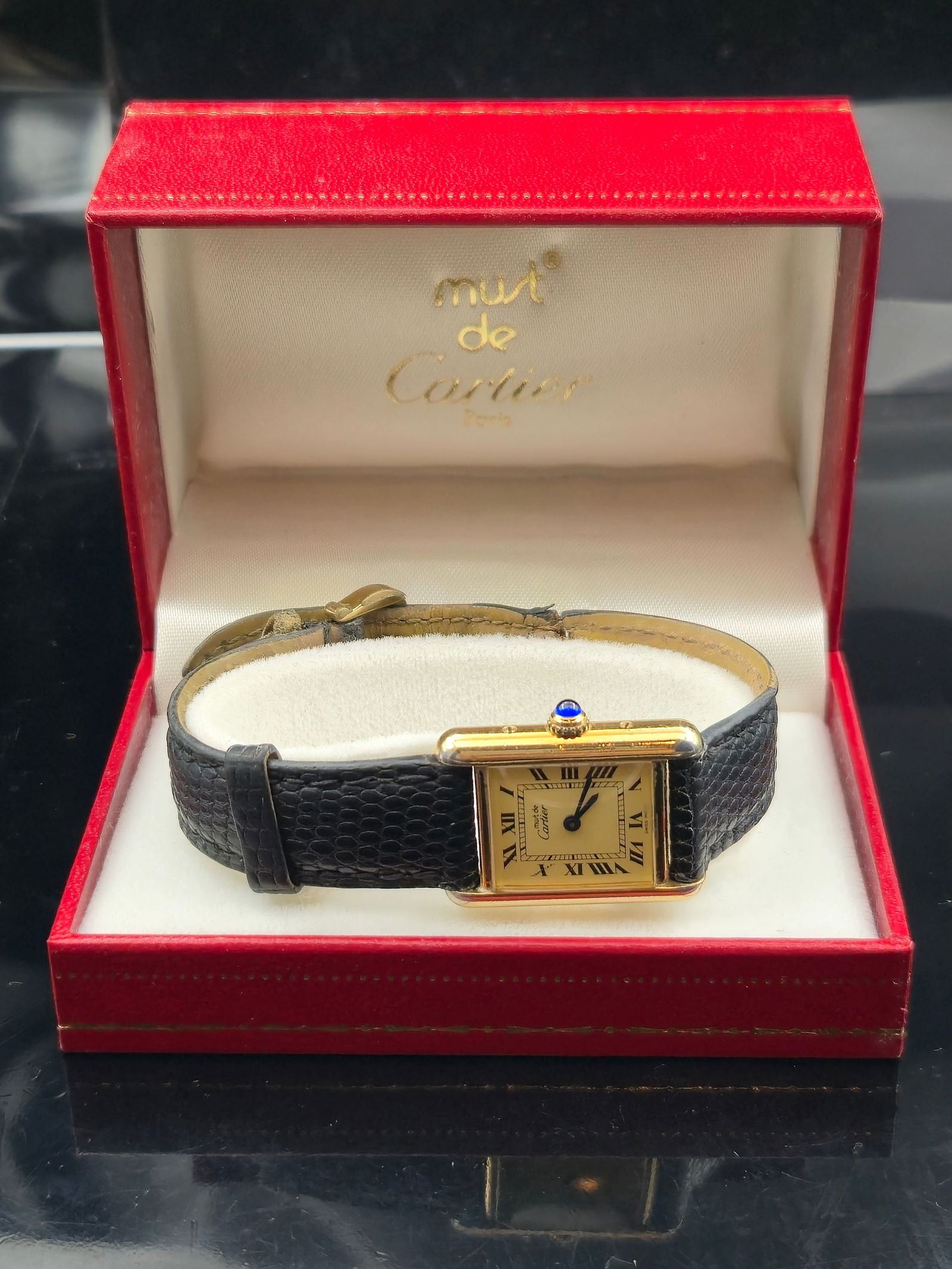 Cartier Must de Tank Vermeil Quartz 20M Gold 925 w/ Box & Papers (1980s) (1 of 11)