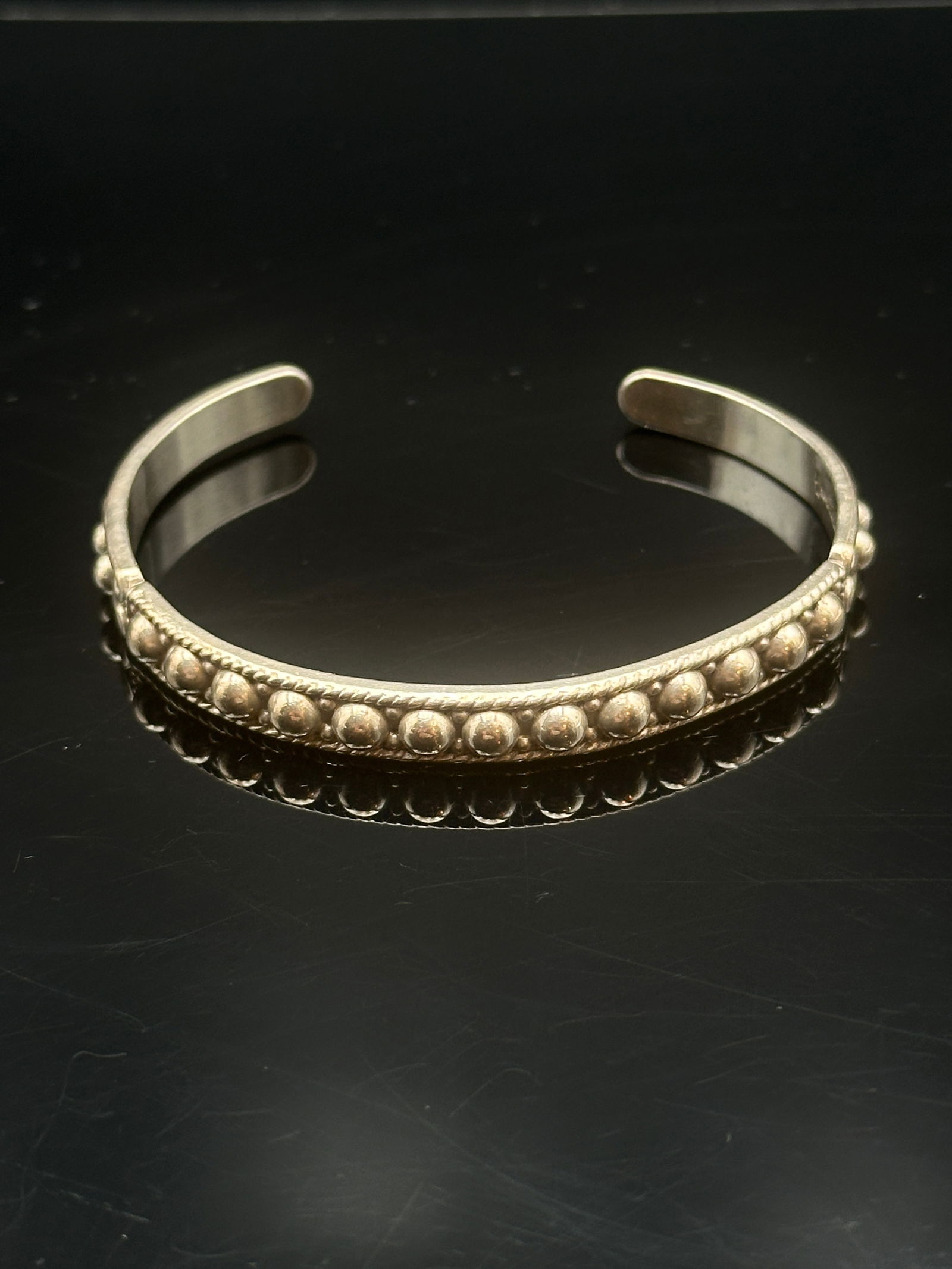 Vintage Sterling Silver Beaded Cuff Bracelet (1 of 7)