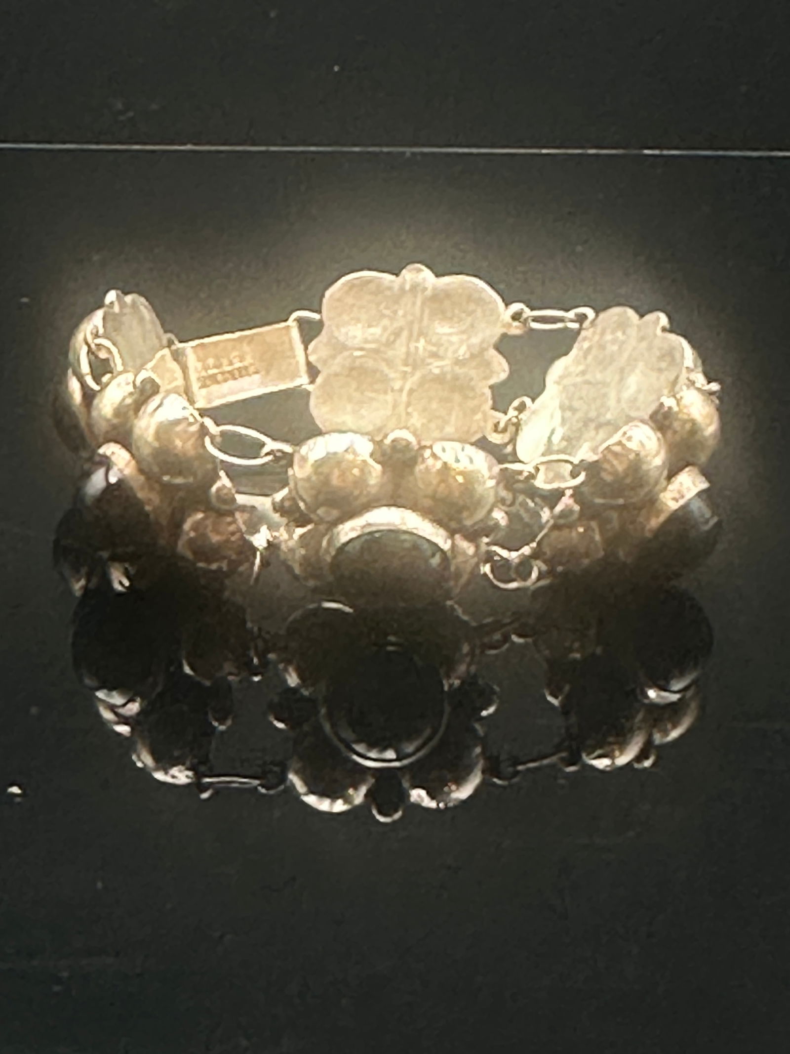 Vintage Mexican Sterling Silver & Black Onyx Cabochon Bracelet (1 of 7)