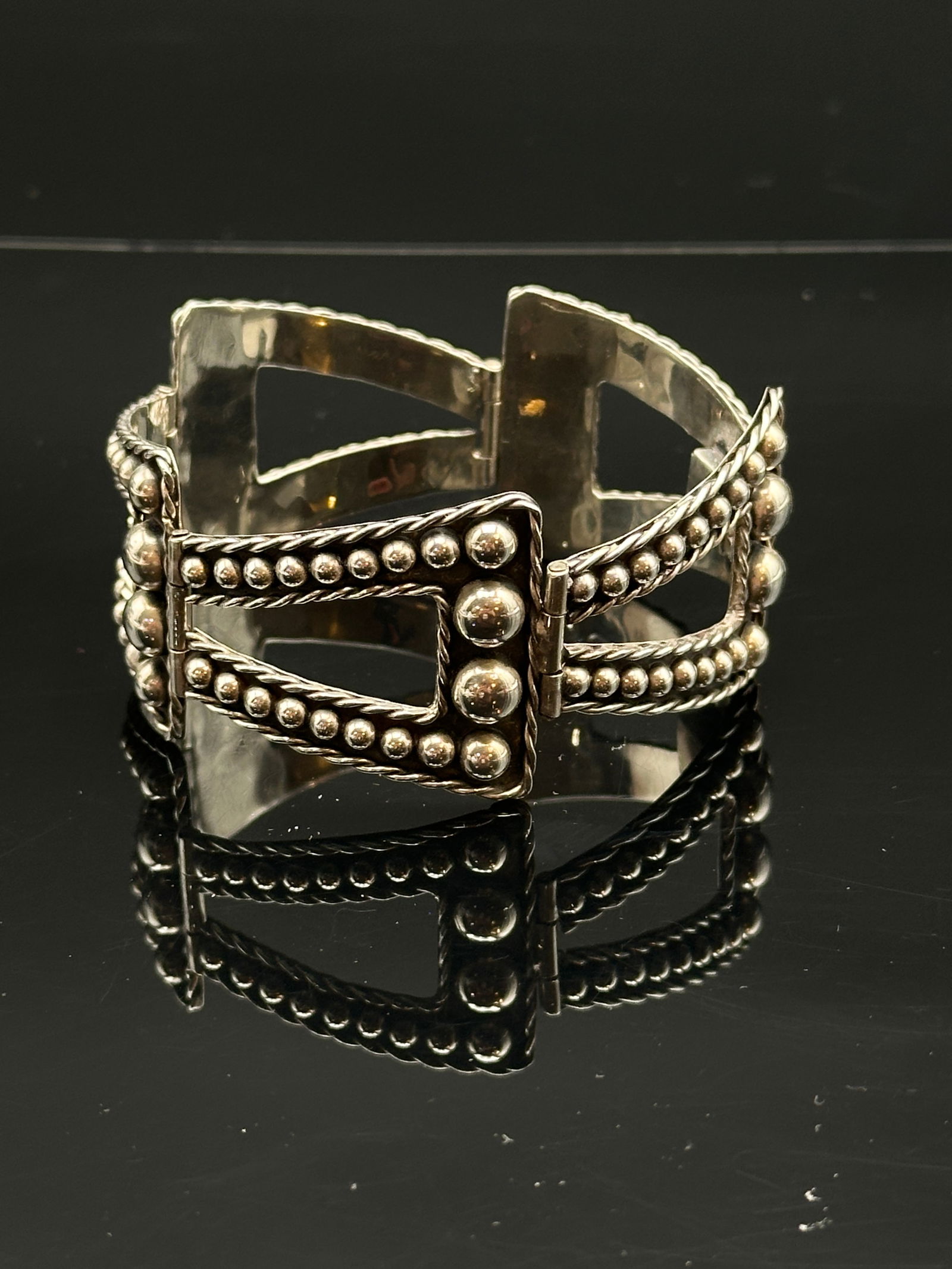 Vintage Salinas Mexico Sterling Silver Modernist Hinged Bracelet (1 of 5)