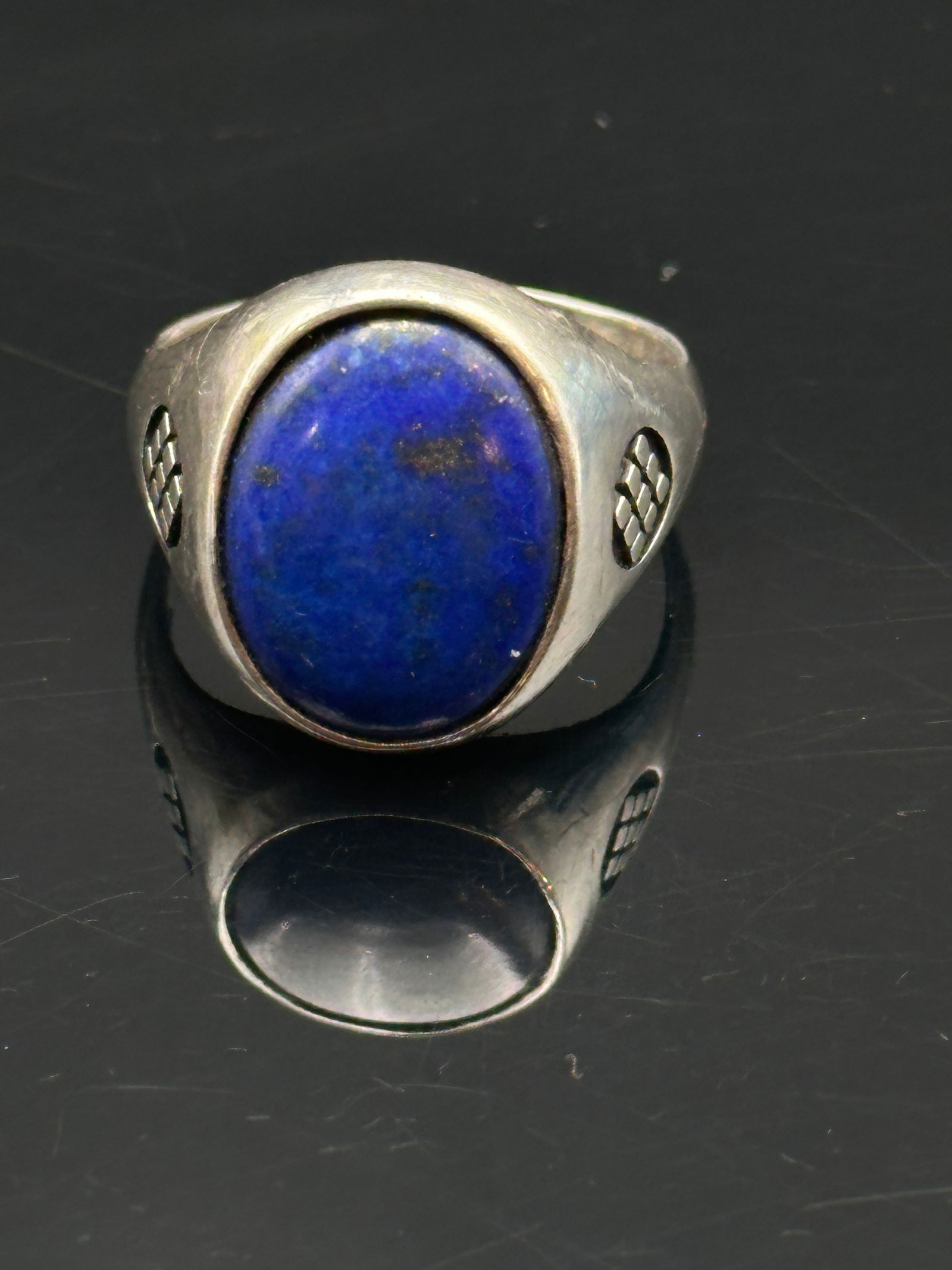 Vintage Sterling Silver Lapis Lazuli Signet-Style Ring (1 of 7)