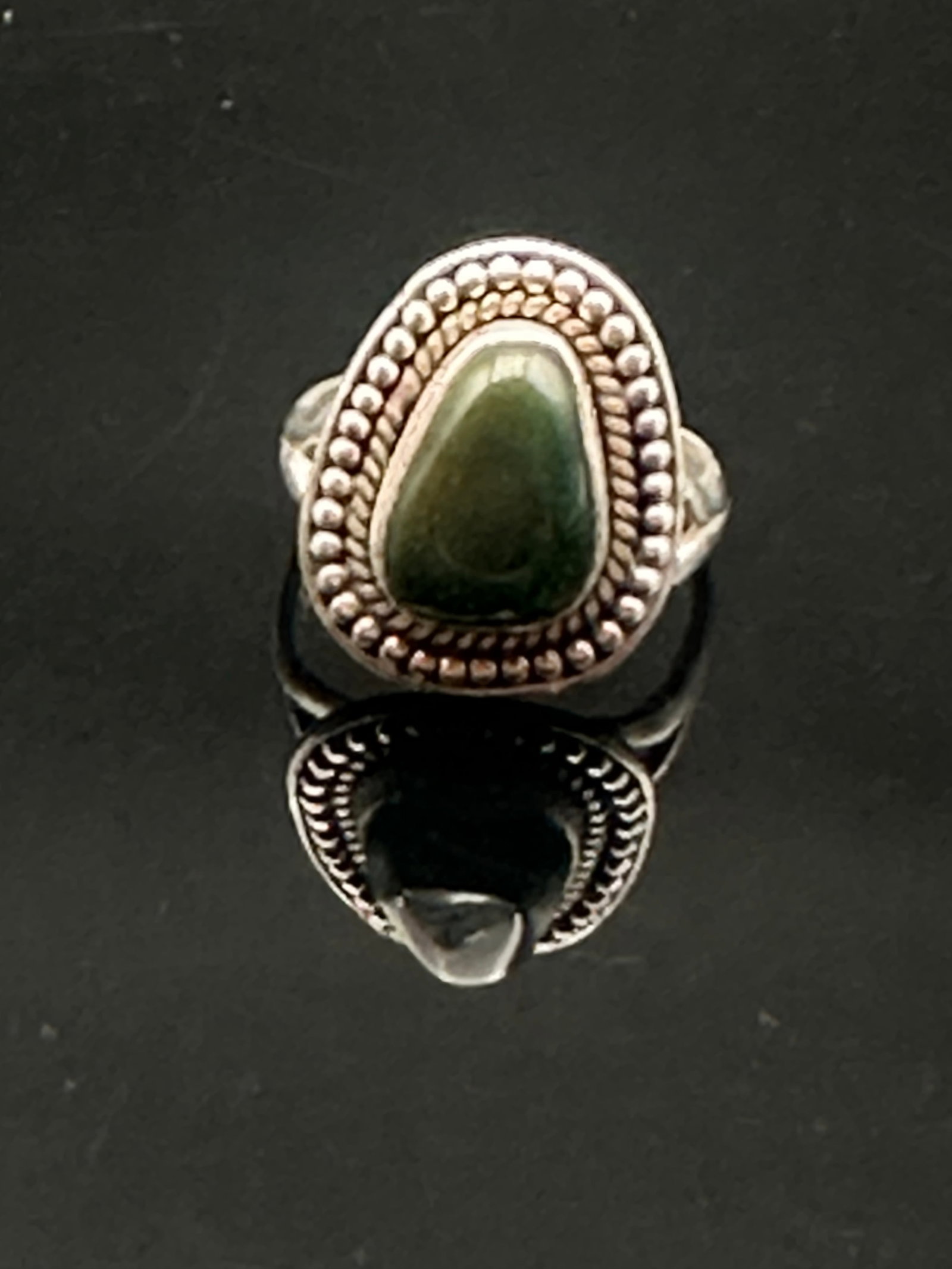Vintage Sterling Silver Green Stone Ring – Boho Southwestern Style (1 of 7)
