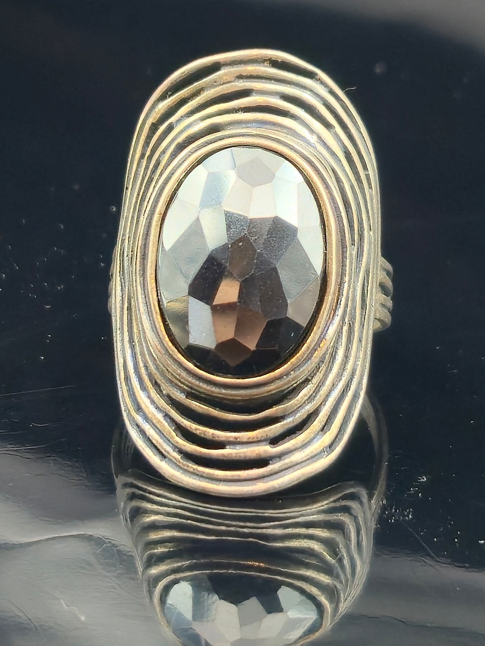 Paz Creations Israel Sterling Silver Faceted Hematite Ring, Size 11, 11.3g (1 of 7)