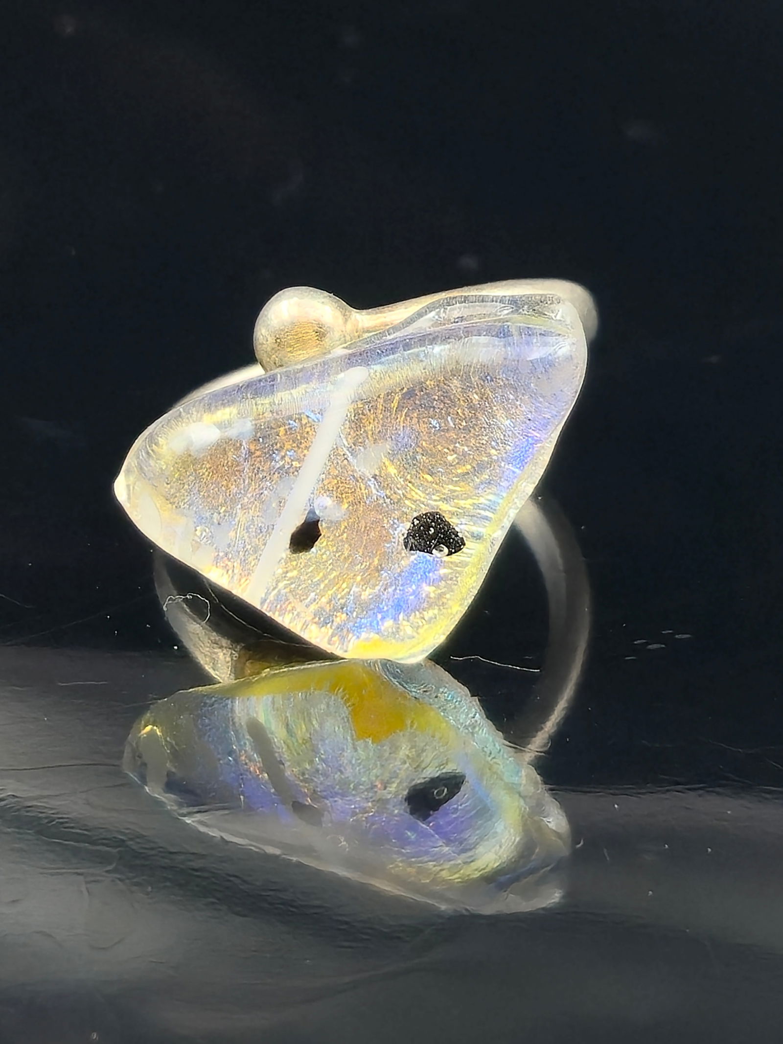 Glenn Boyd Navajo Sterling Silver Dichroic Glass Ring, 6.8g (1 of 7)