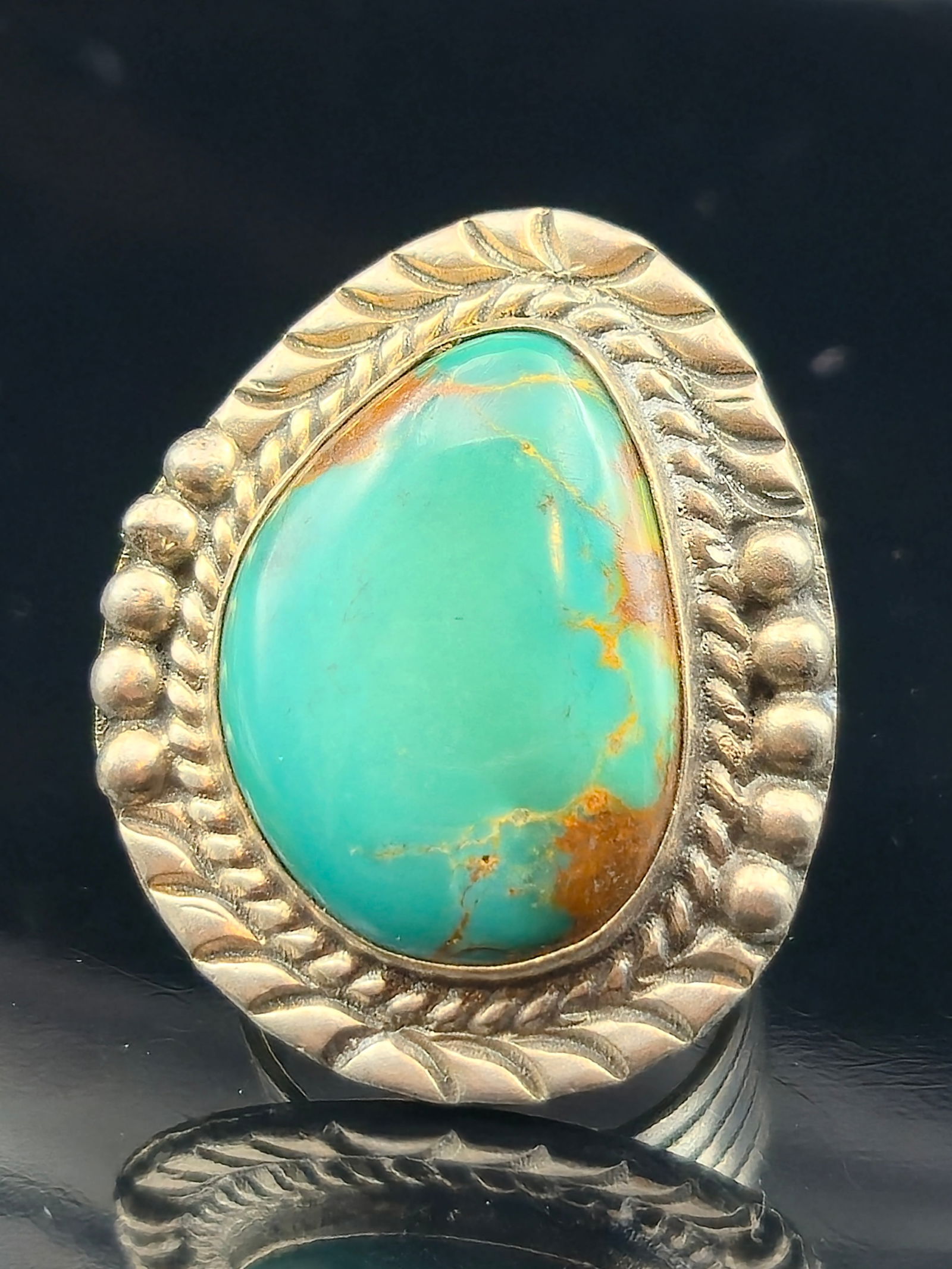 Navajo Sterling Silver Turquoise Ring sz 8, 16.8g (1 of 8)