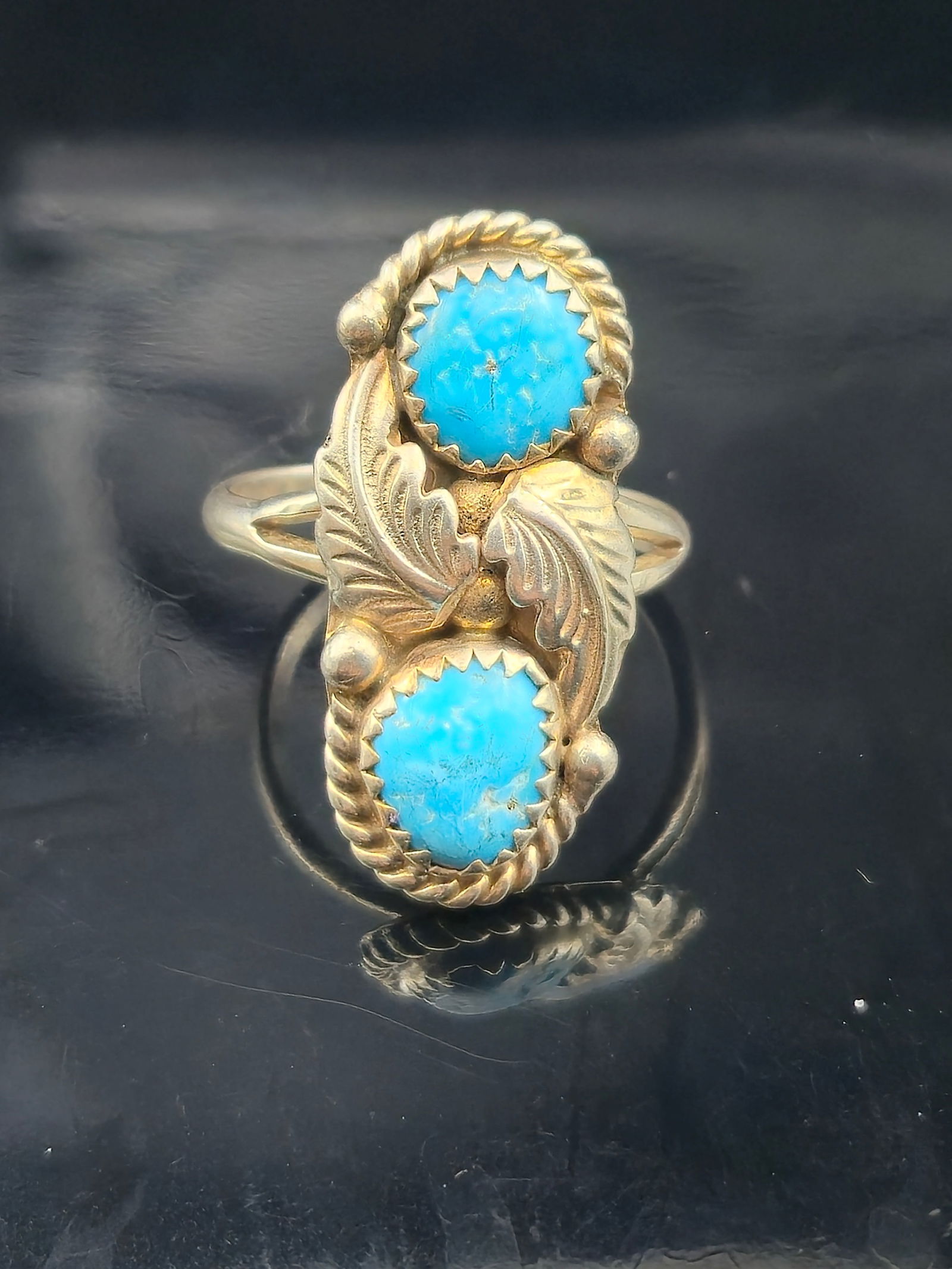 Vintage Navajo Sterling Turquoise Ring, Sz 7, 5.3g — Attrib. Victor Moses Begay (1 of 8)