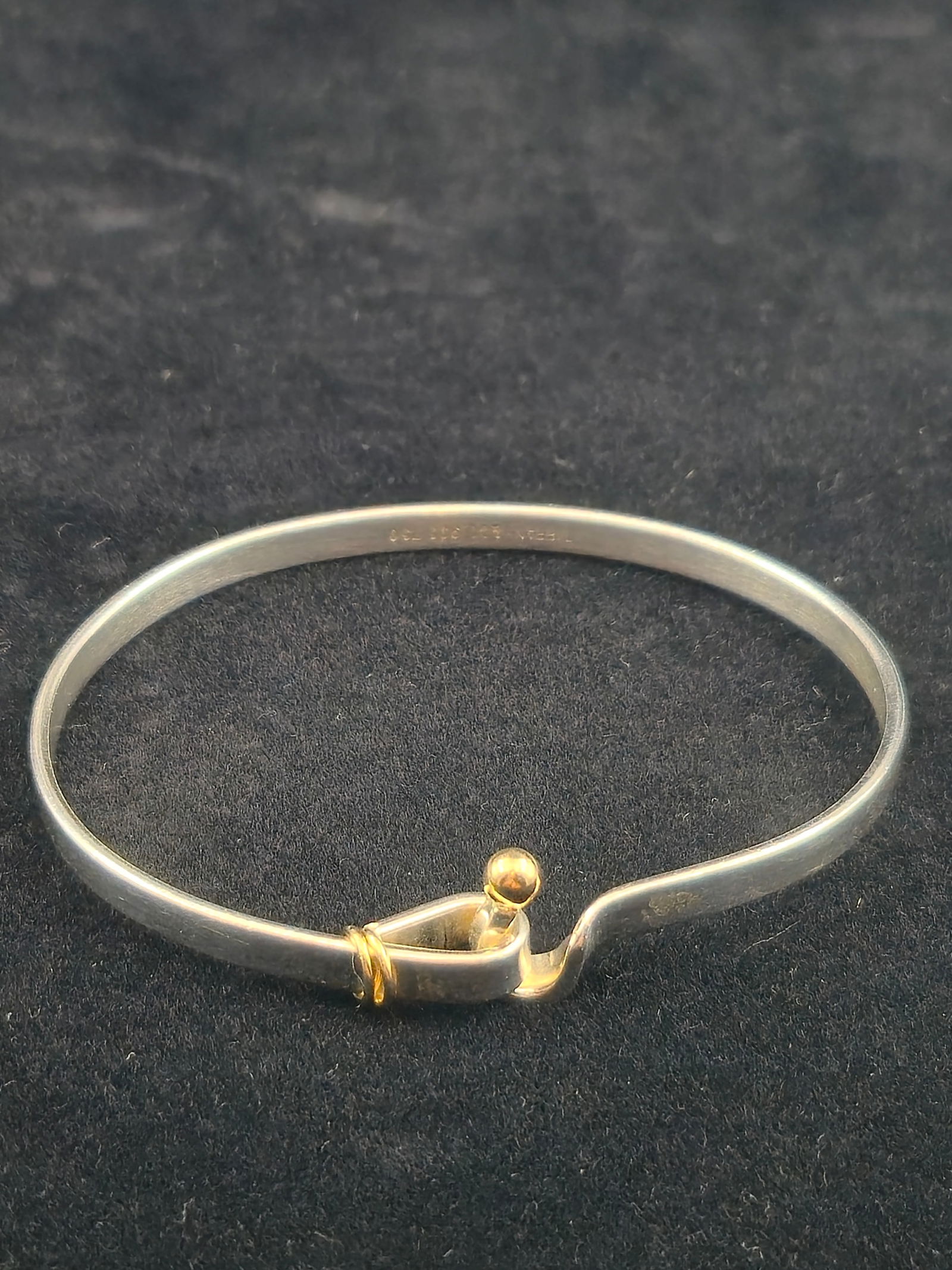 Tiffany & Co. Sterling Silver & 18K Gold Hook Bangle Bracelet 12.8g (1 of 8)