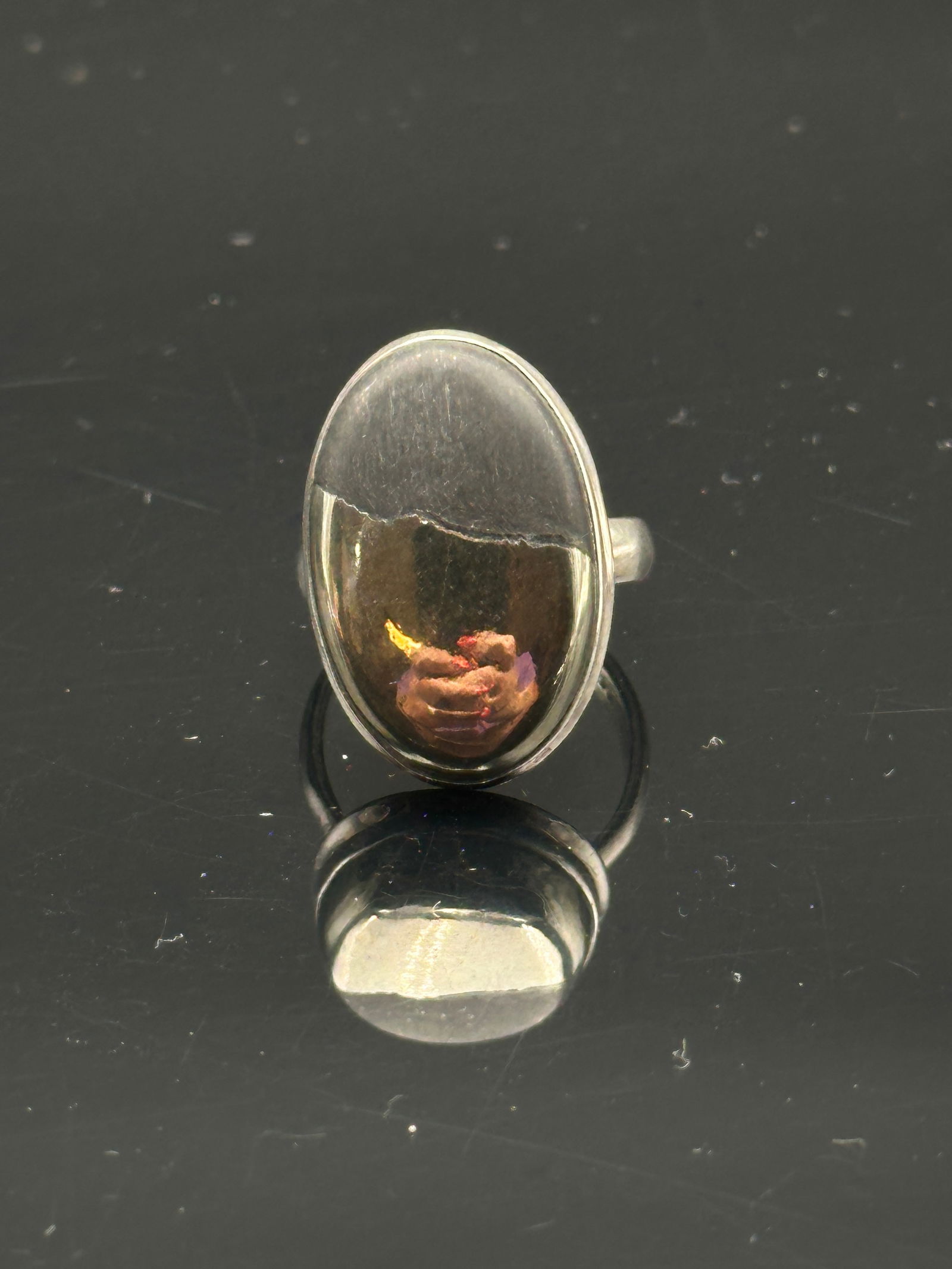 Sterling Silver Oval Inclusion Stone Statement Ring (1 of 7)